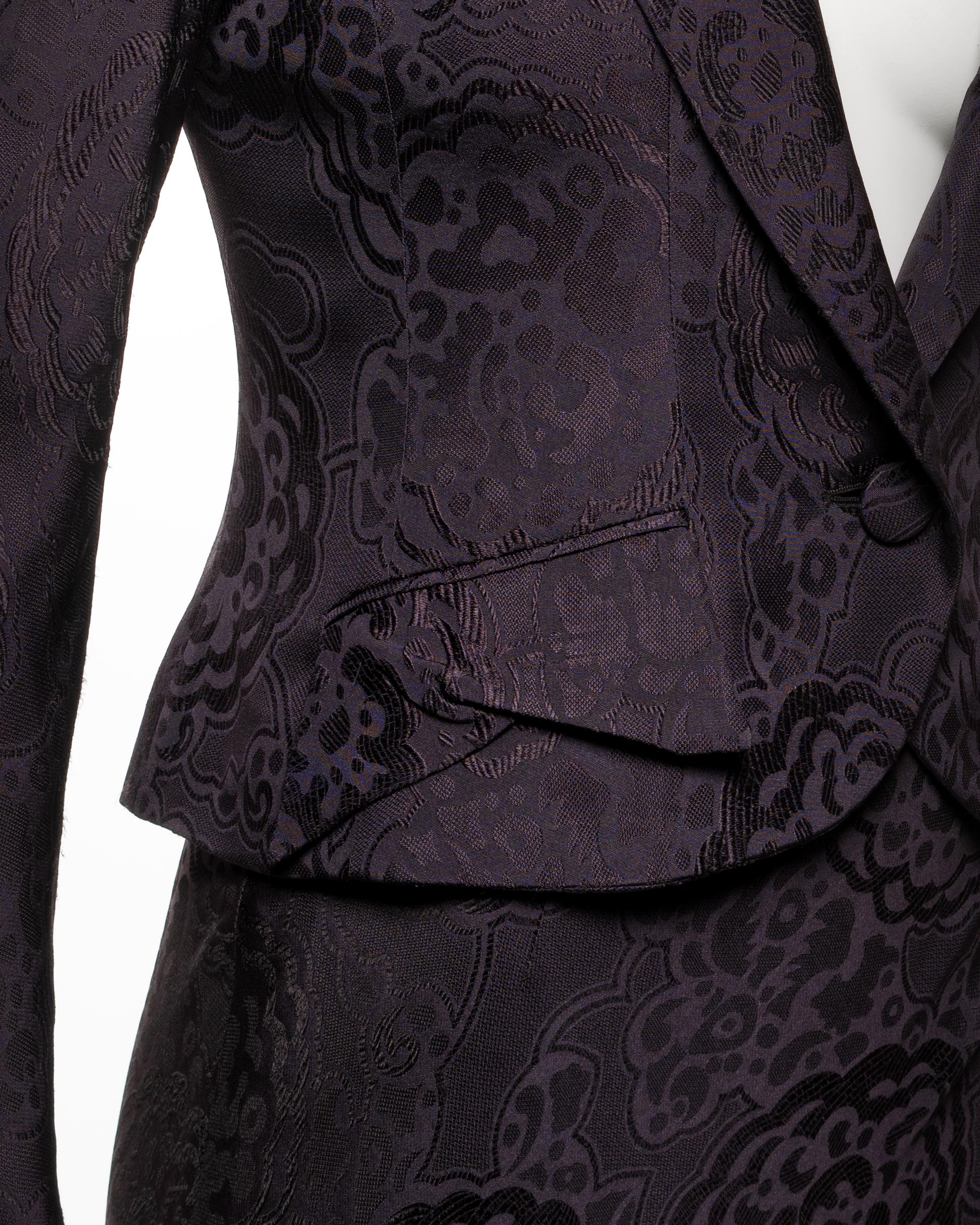 Christian Dior by John Galliano Fitted Damask Floor Length Skirt Suit, SS 1999 For Sale 2