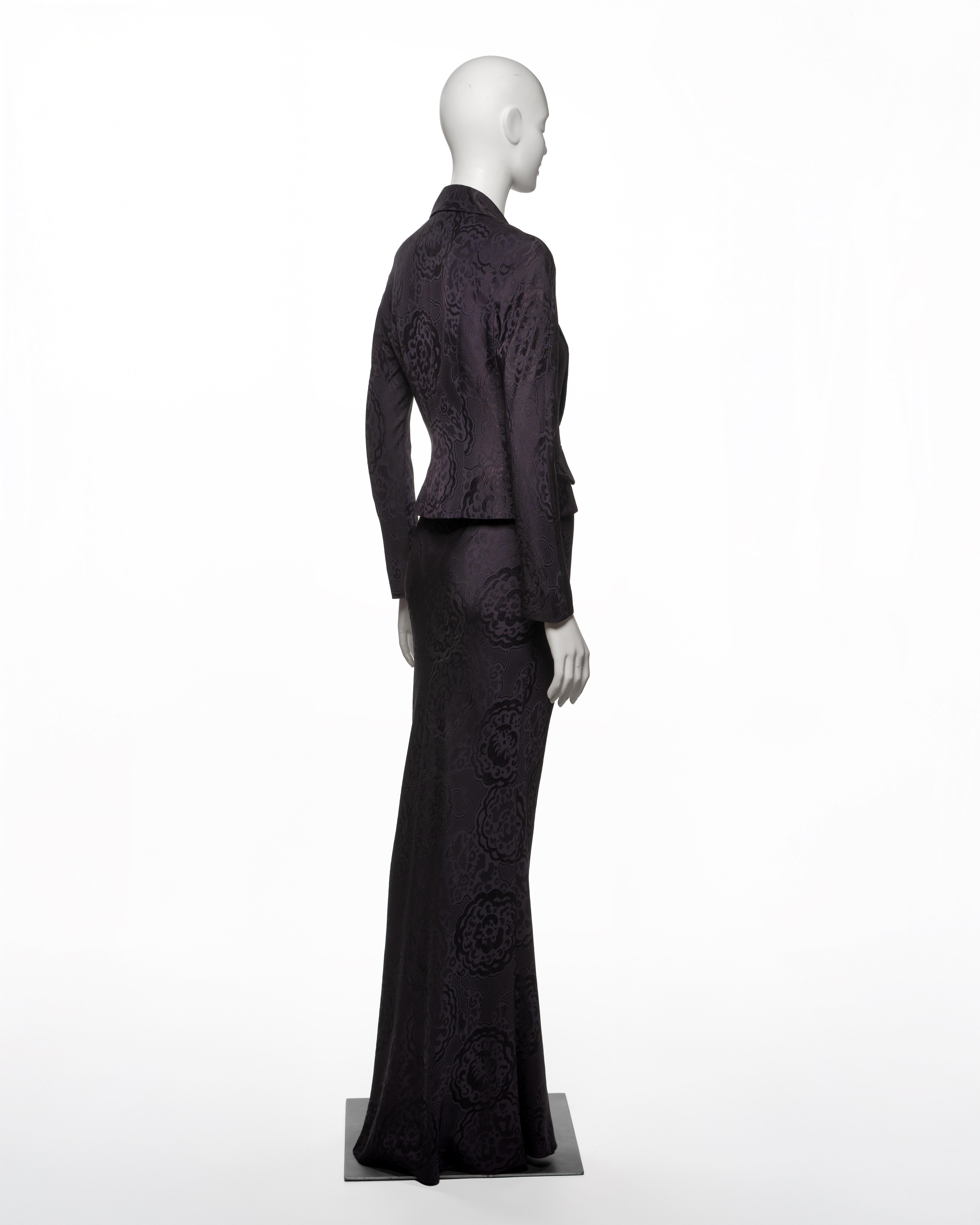 Christian Dior by John Galliano Fitted Damask Floor Length Skirt Suit, SS 1999 For Sale 3