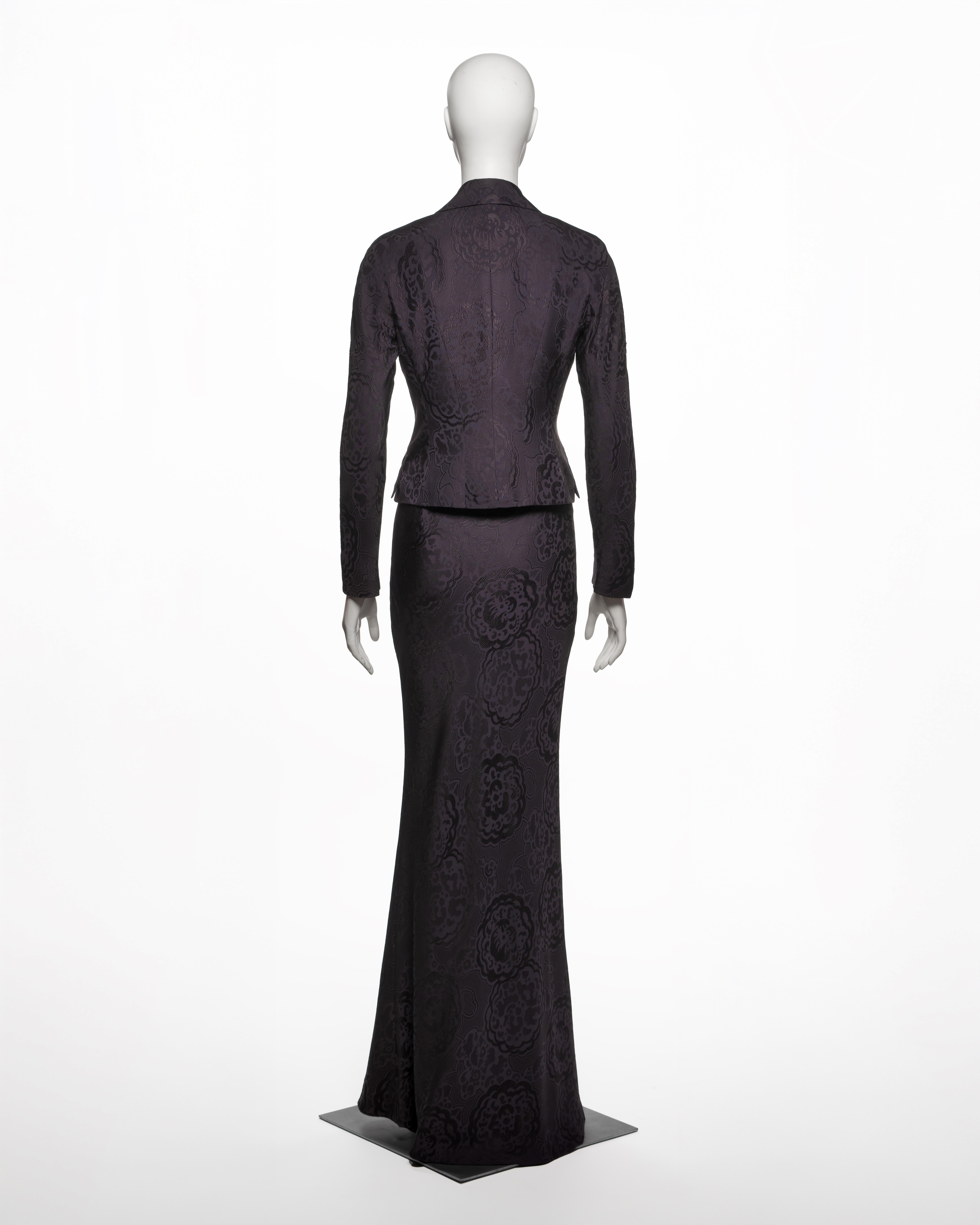 Christian Dior by John Galliano Fitted Damask Floor Length Skirt Suit, SS 1999 For Sale 4
