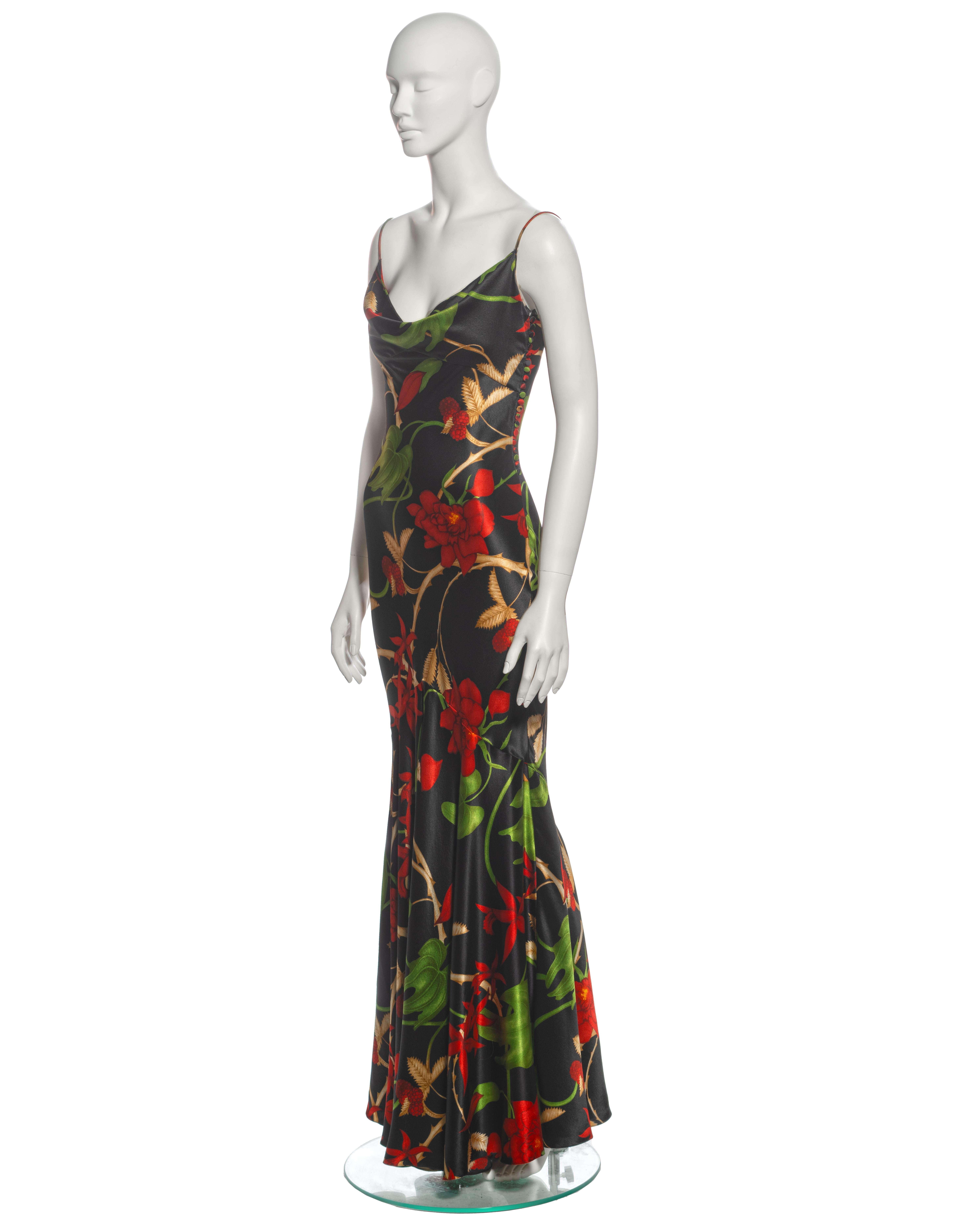 Christian Dior by John Galliano Floral Bias Cut Silk Evening Dress, fw 2002 For Sale 6