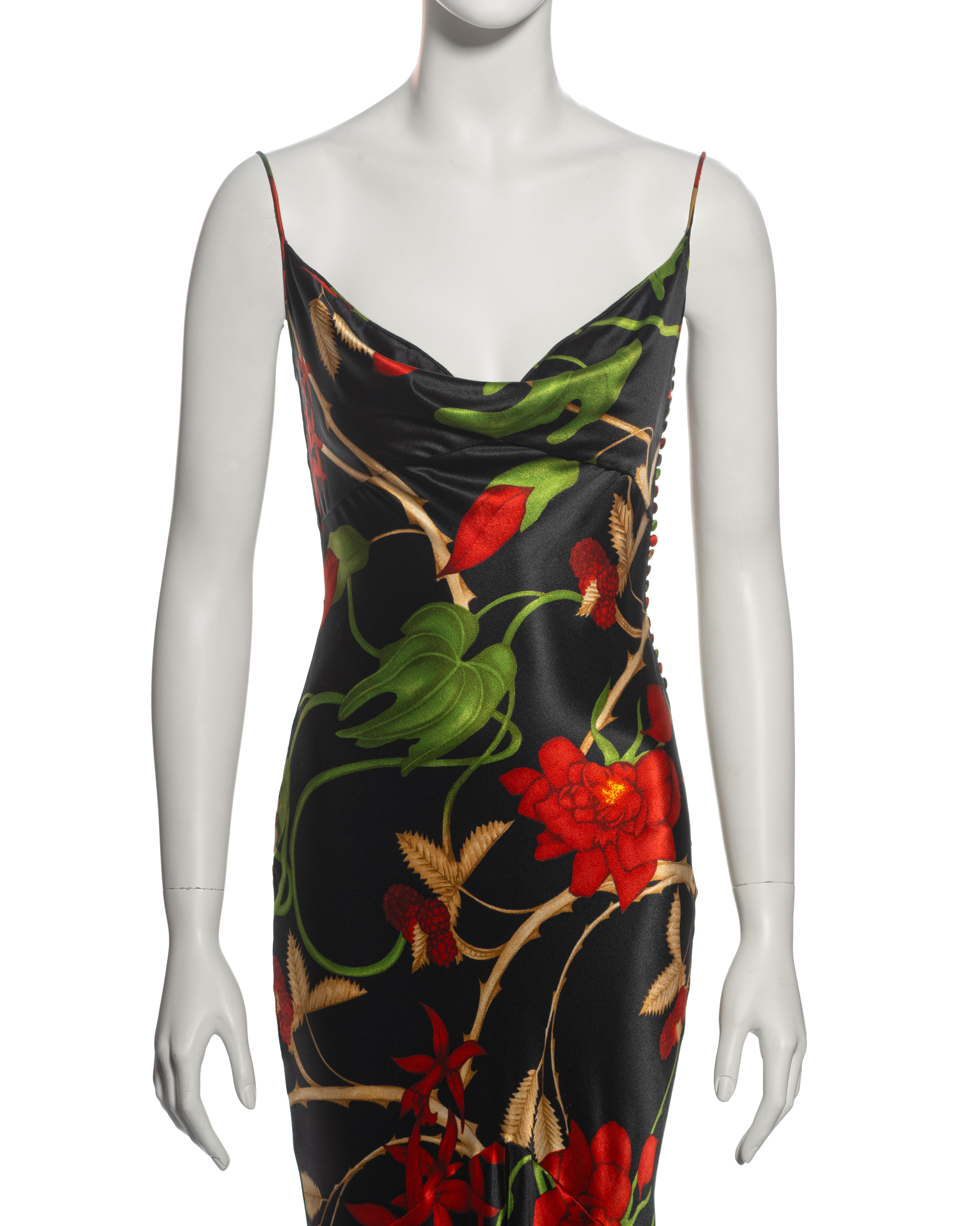 Christian Dior by John Galliano Floral Bias Cut Silk Evening Dress, fw 2002 In Excellent Condition For Sale In London, GB