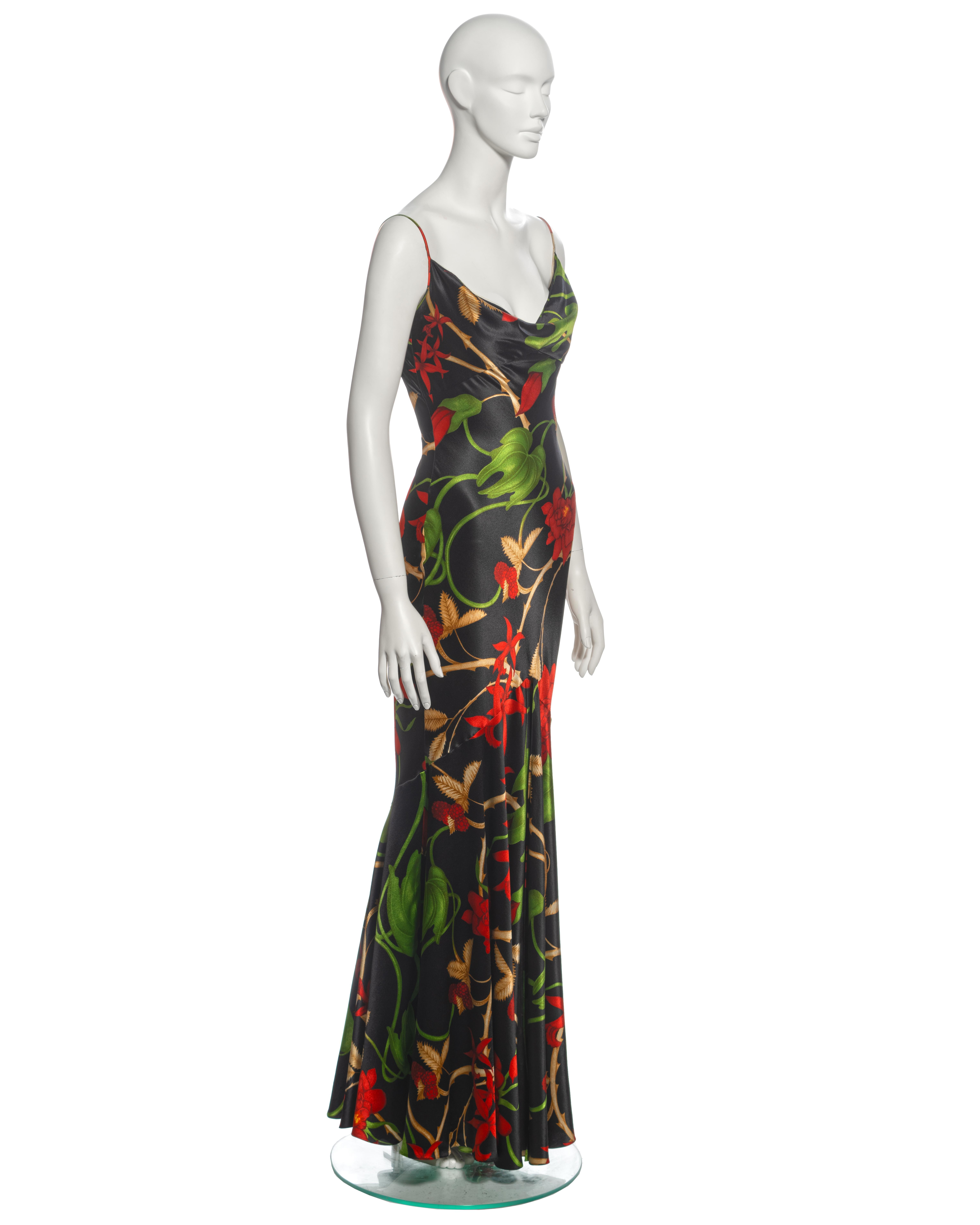 Women's Christian Dior by John Galliano Floral Bias Cut Silk Evening Dress, fw 2002 For Sale