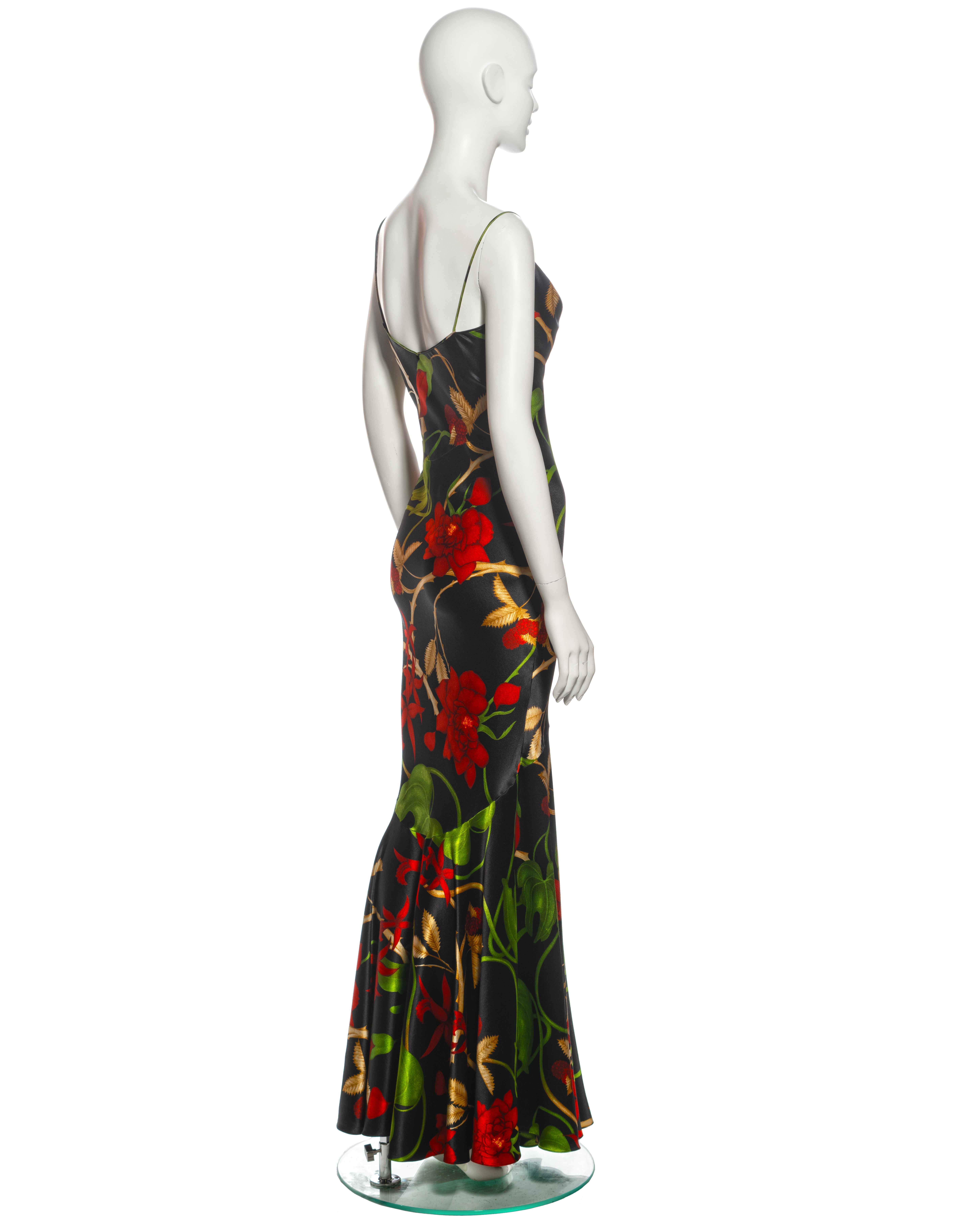 Christian Dior by John Galliano Floral Bias Cut Silk Evening Dress, fw 2002 For Sale 2