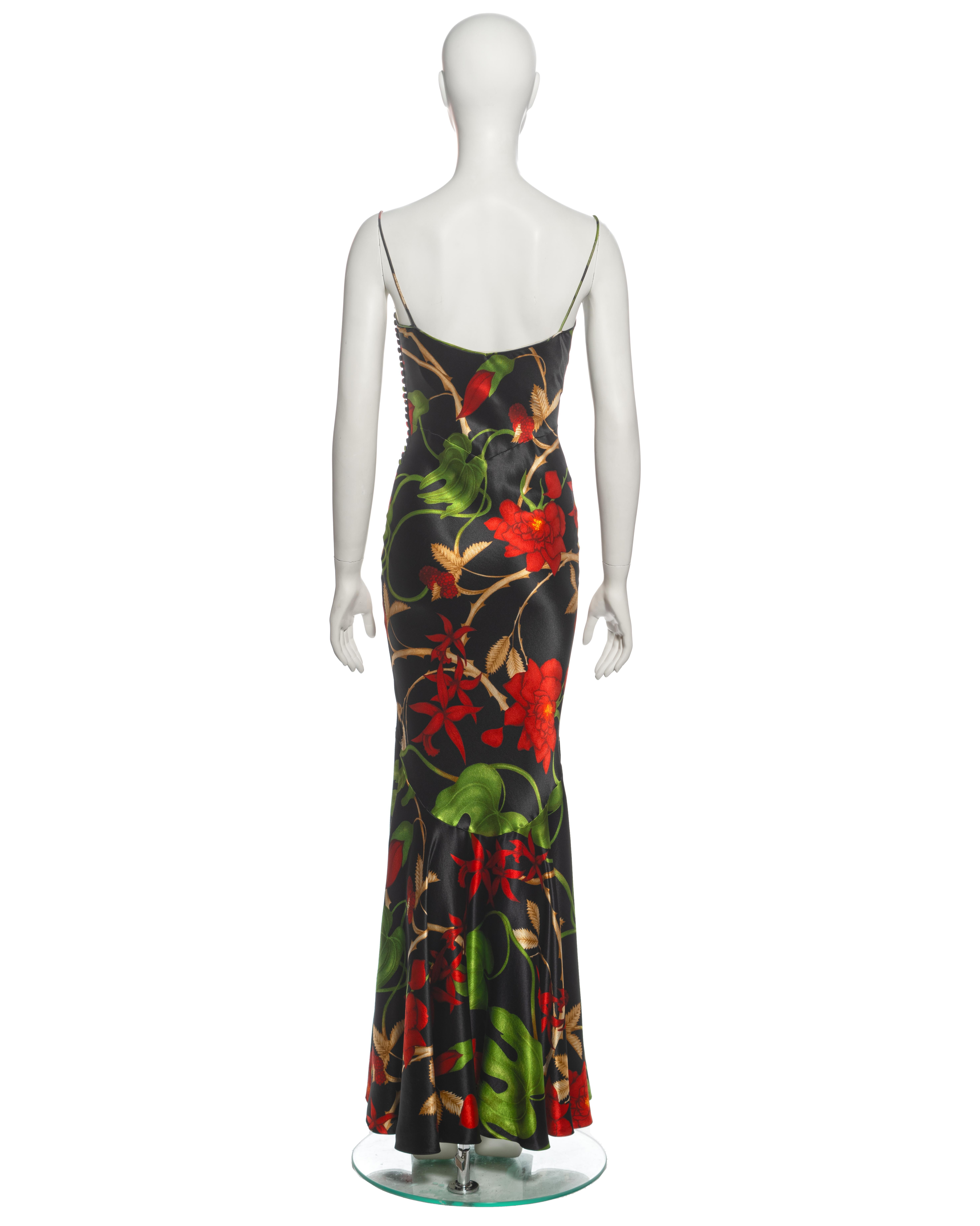 Christian Dior by John Galliano Floral Bias Cut Silk Evening Dress, fw 2002 For Sale 3