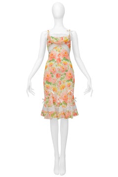 Christian Dior By John Galliano Floral Dress With Lace Insets