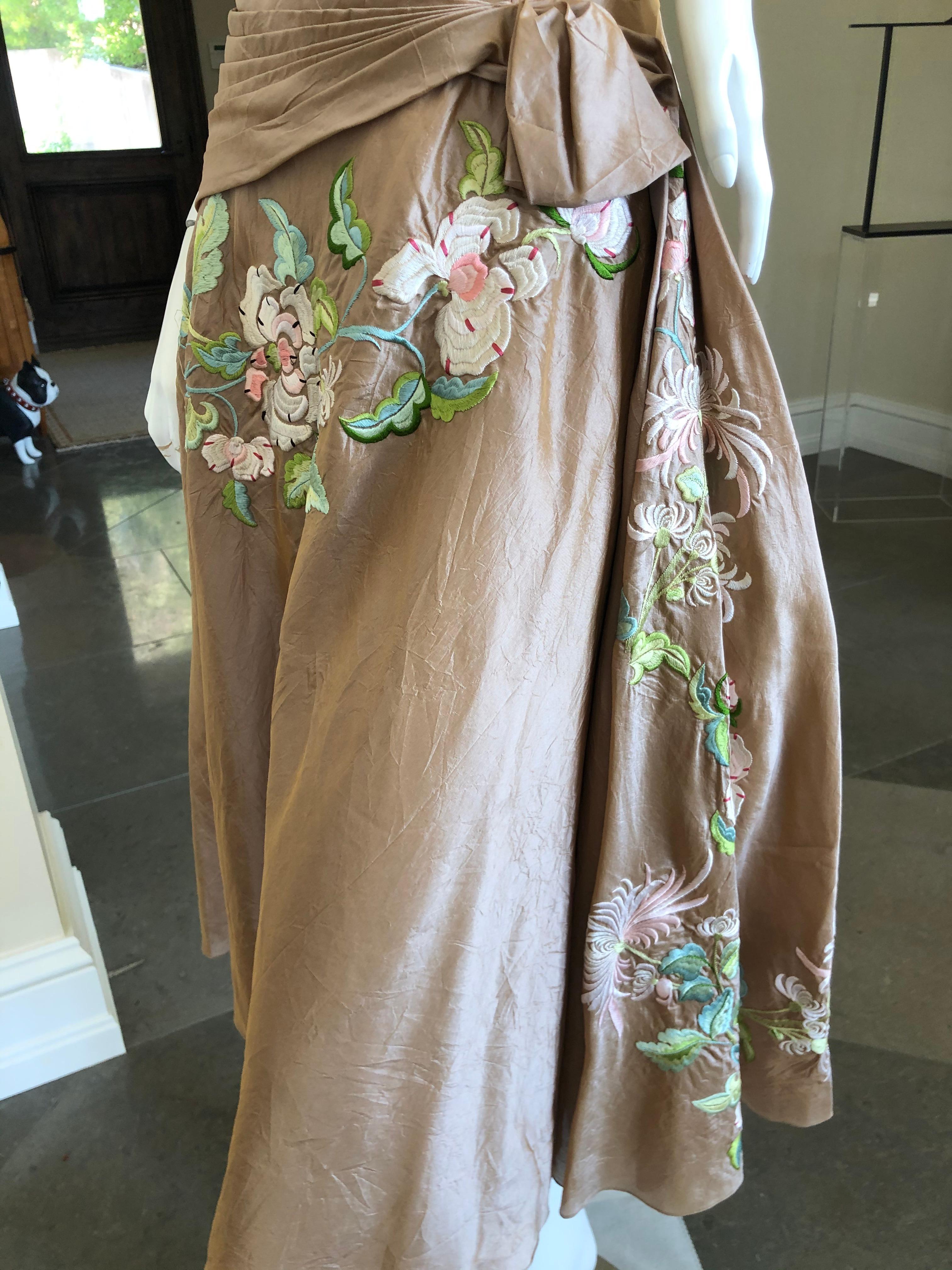 Christian Dior by John Galliano Floral Embroidered Silk Dress with Side Sash 3