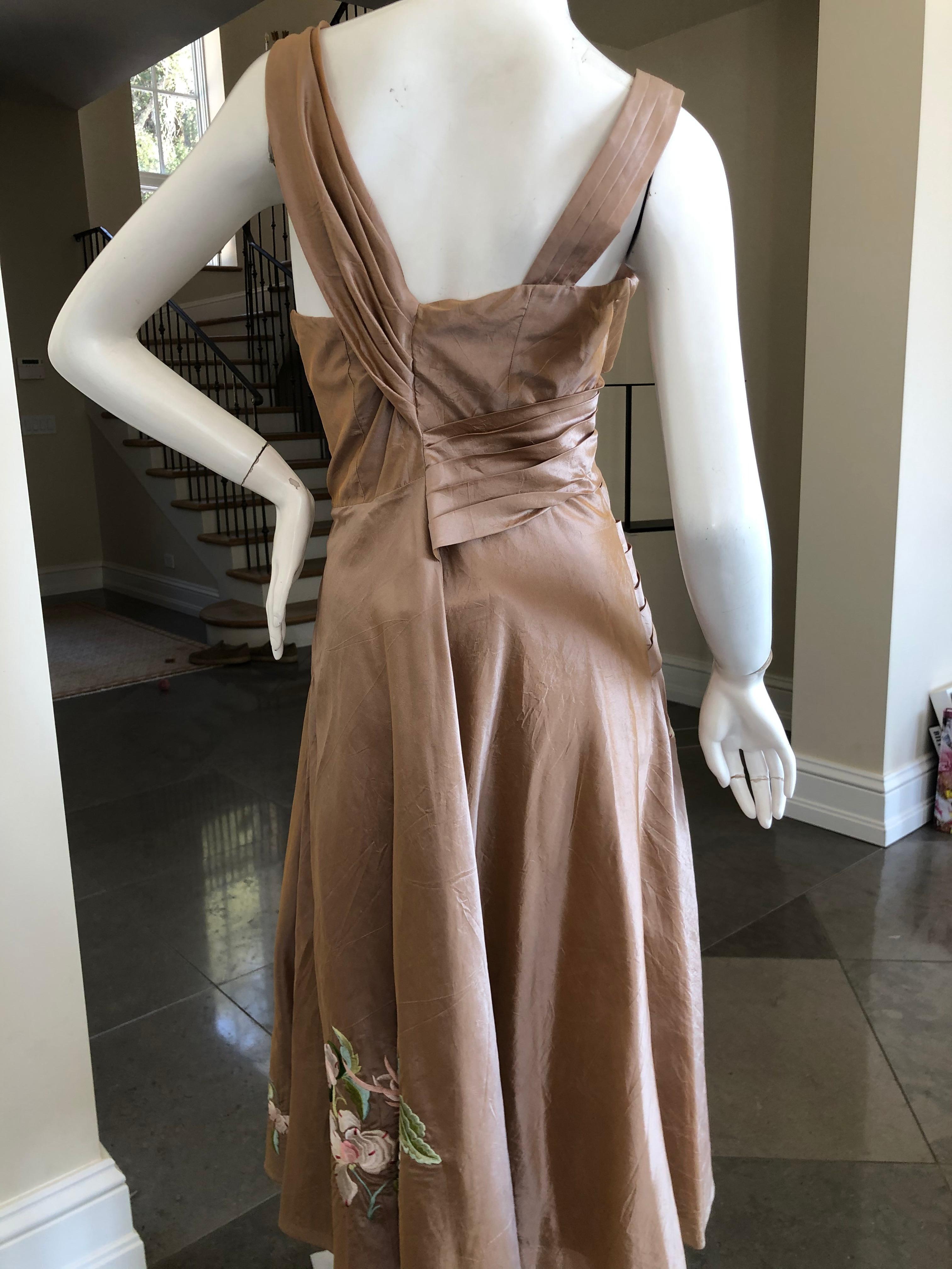 Christian Dior by John Galliano Floral Embroidered Silk Dress with Side Sash In New Condition In Cloverdale, CA