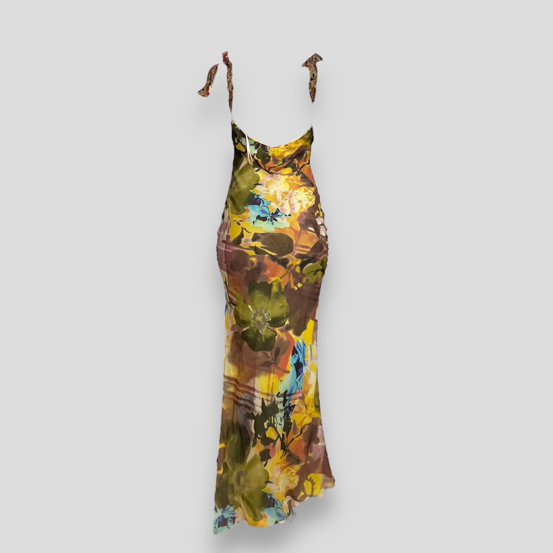 Christian Dior by John Galliano Floral Printed Bias-cut Silk Dress In Excellent Condition In CAPELLE AAN DEN IJSSEL, ZH