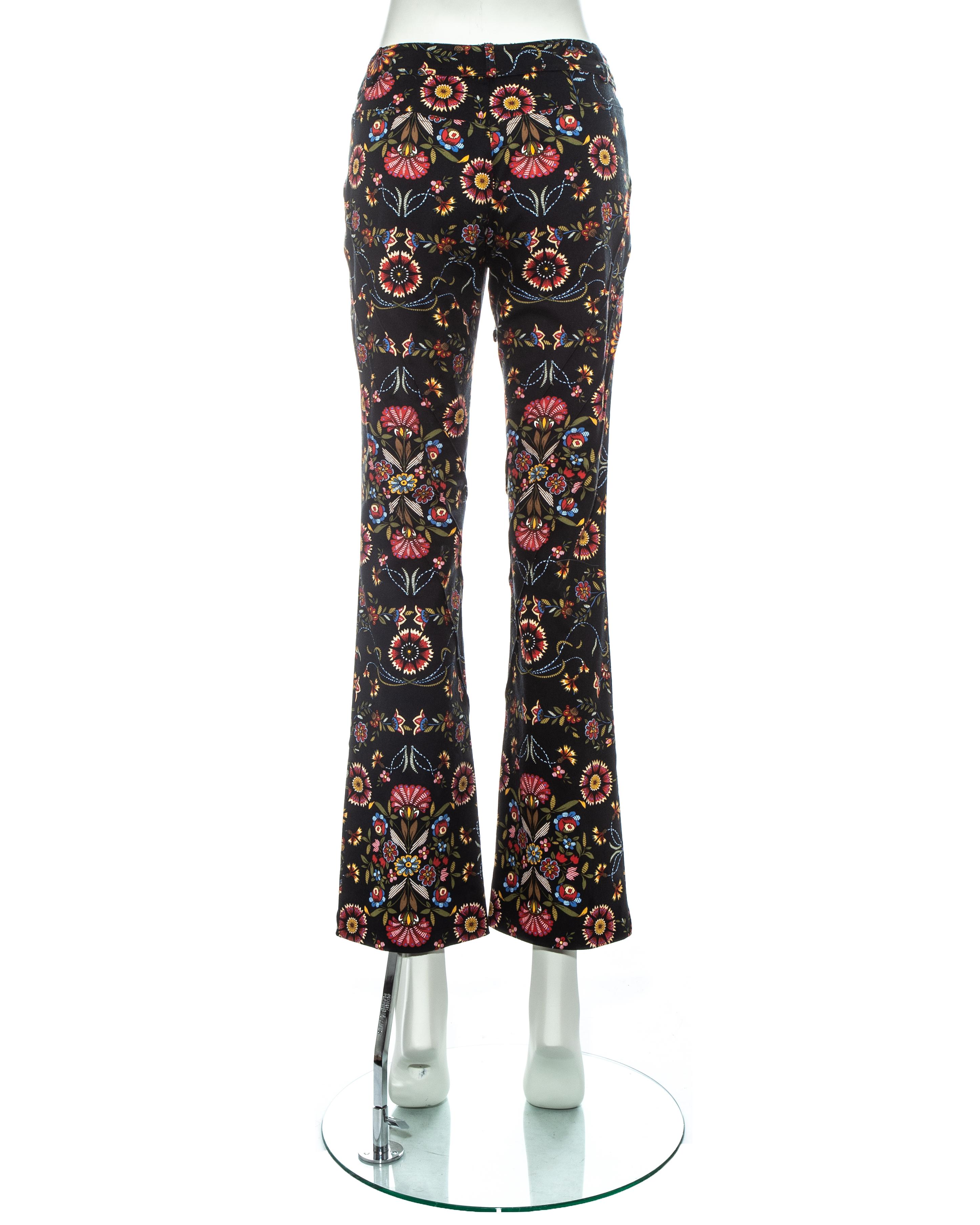 Christian Dior by John Galliano floral printed cotton flared pants, fw 2002 In Good Condition In London, GB