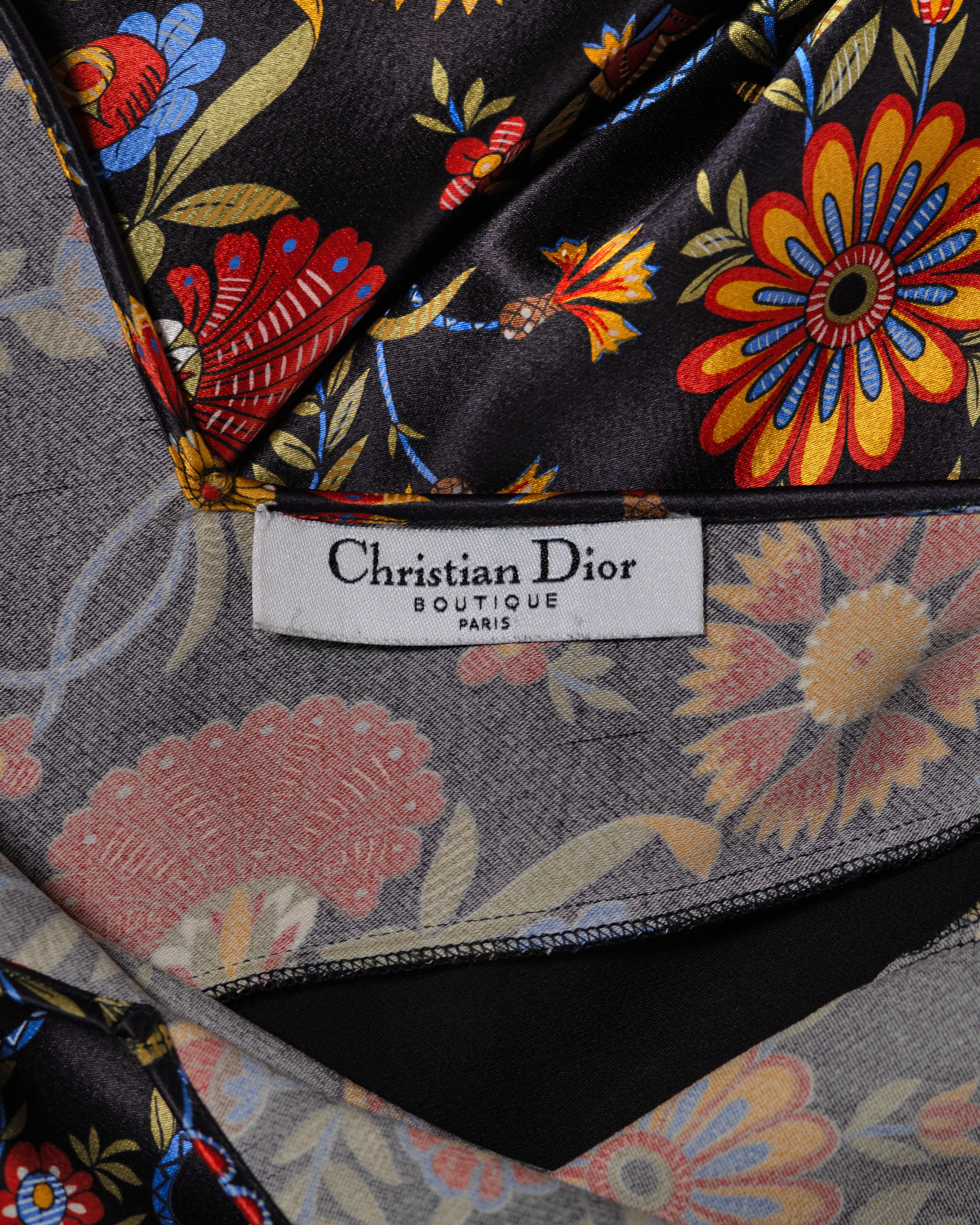 Christian Dior by John Galliano Florales Satinkleid mit geometrischen Einsätzen, FW 2002 im Angebot 6