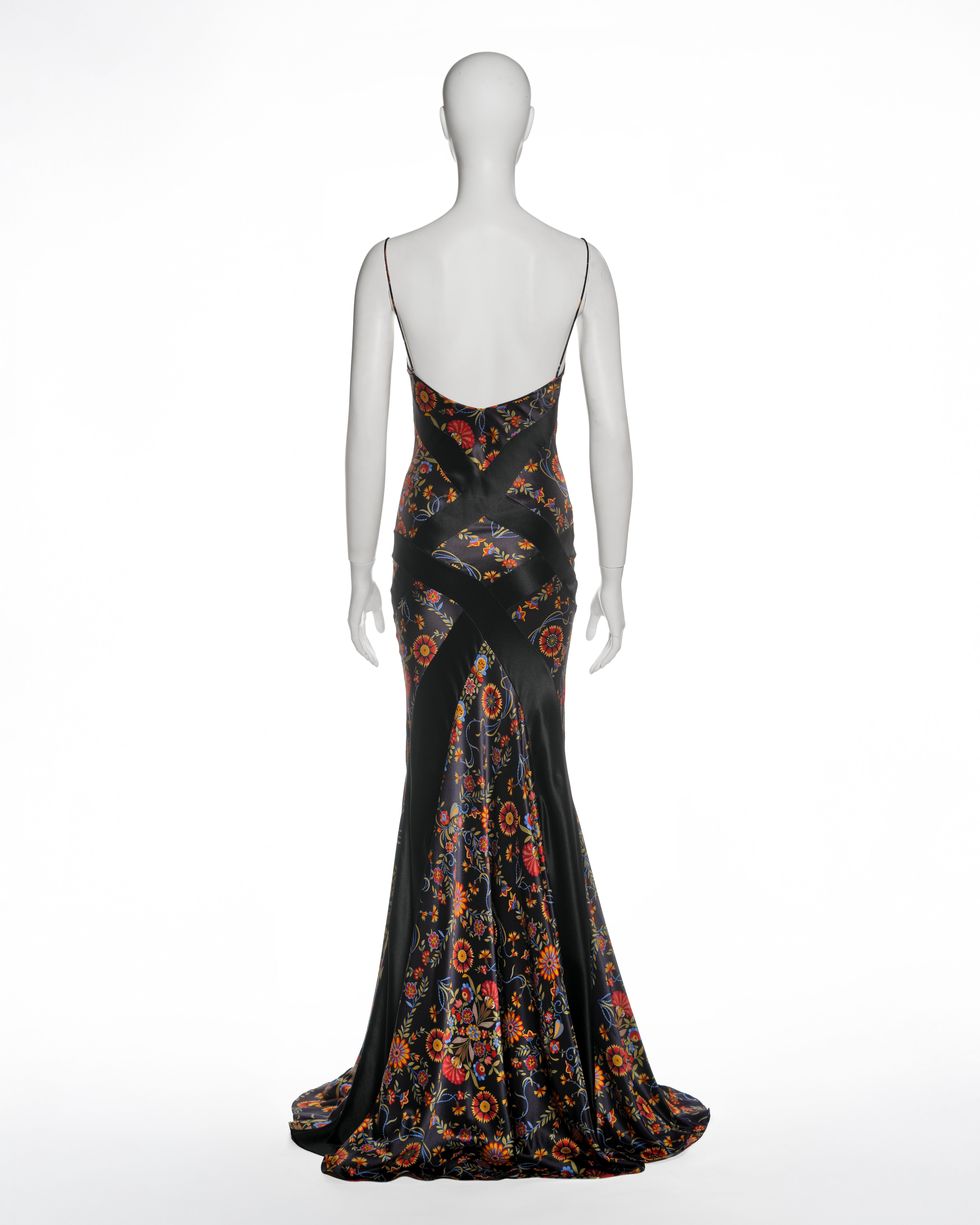 Christian Dior by John Galliano Florales Satinkleid mit geometrischen Einsätzen, FW 2002 im Angebot 2
