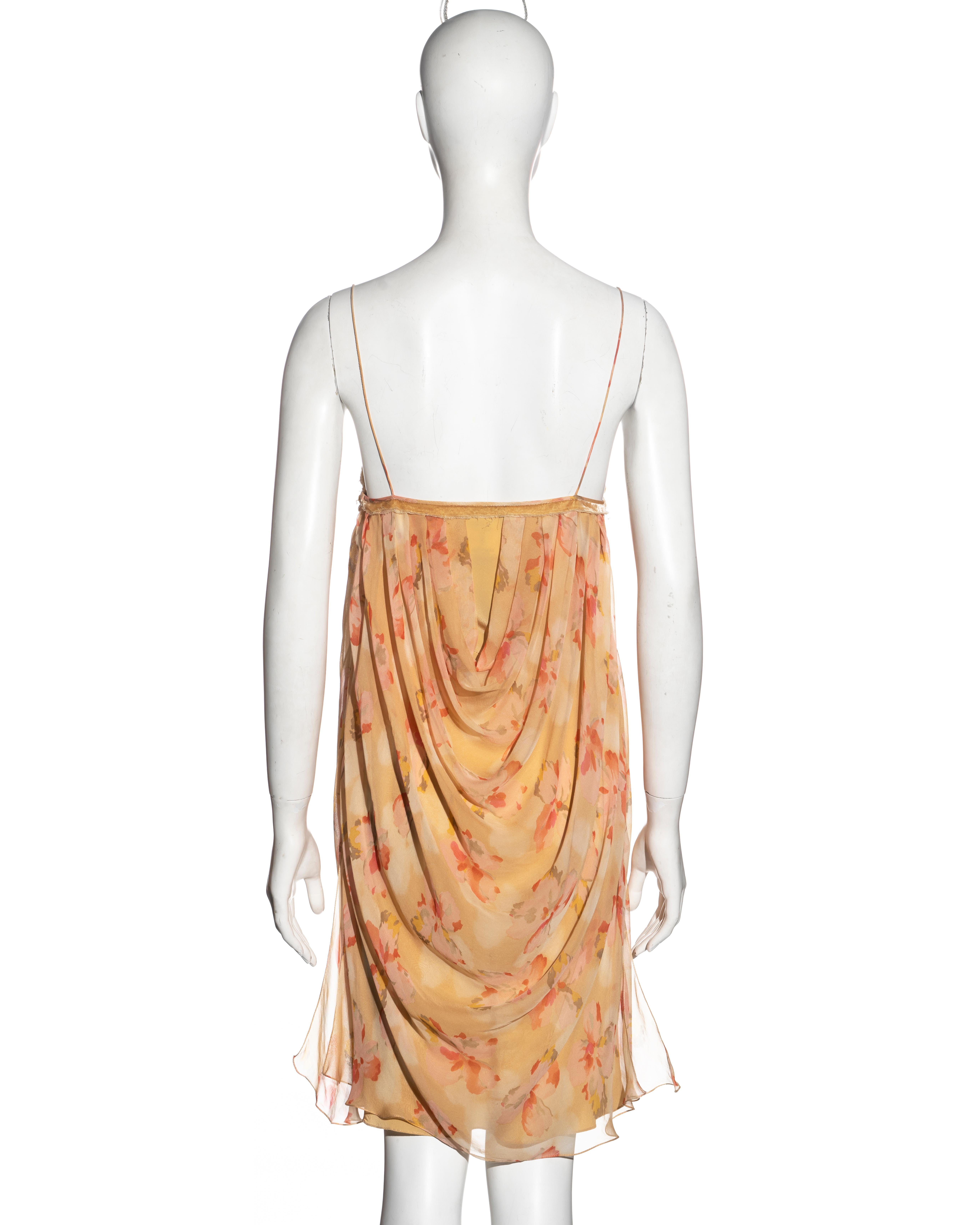 Christian Dior by John Galliano floral silk and lace draped dress, fw 2005 For Sale 1