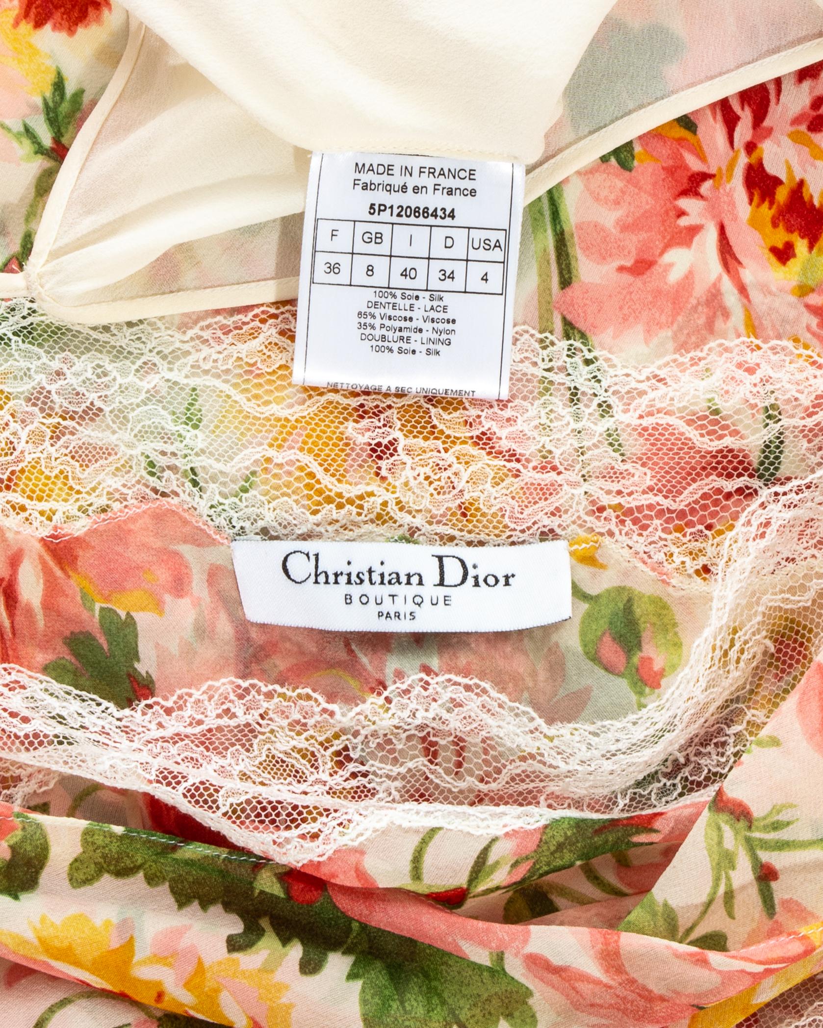 Christian Dior by John Galliano floral silk chiffon and lace dress, ss 2005 For Sale 4