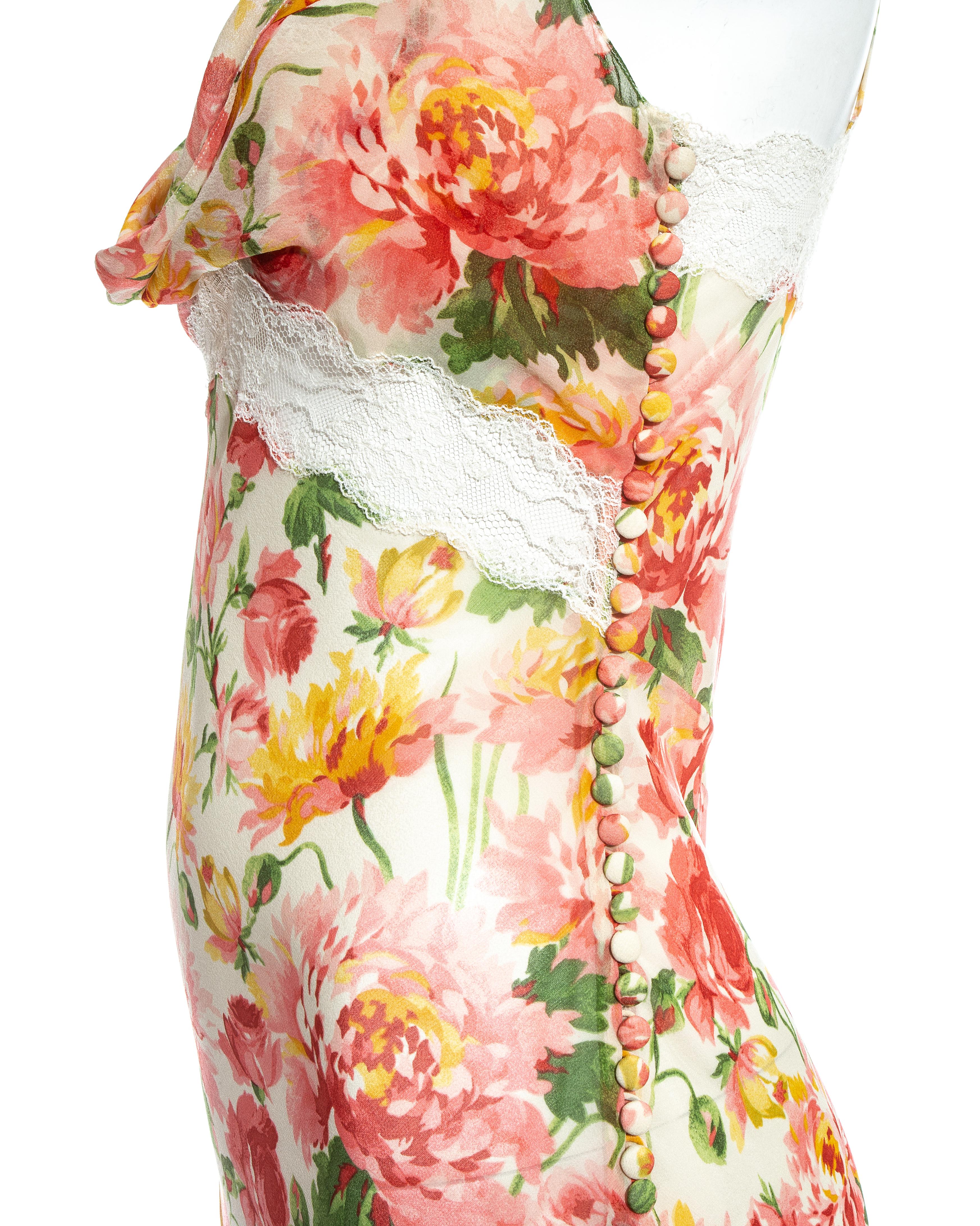 Women's Christian Dior by John Galliano floral silk chiffon and lace dress, ss 2005 For Sale