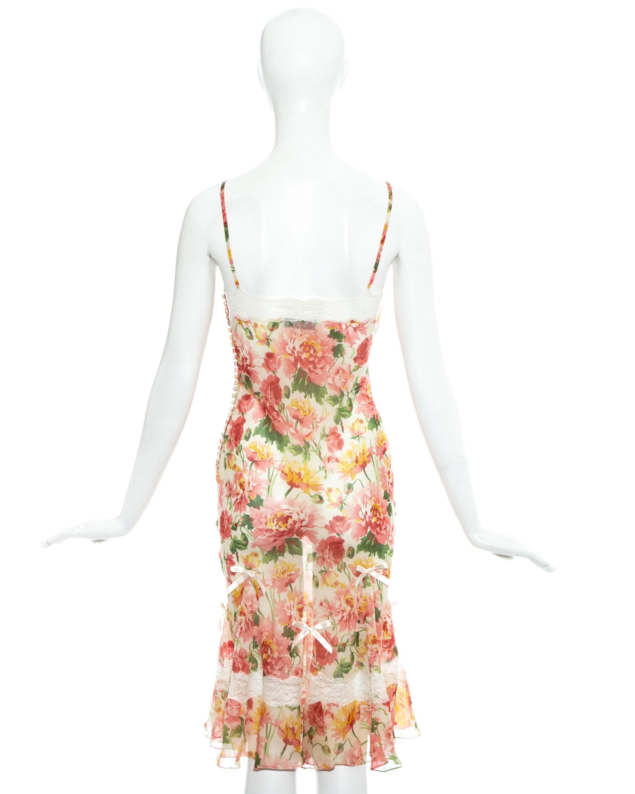 Christian Dior by John Galliano floral silk chiffon and lace dress, ss 2005 For Sale 3