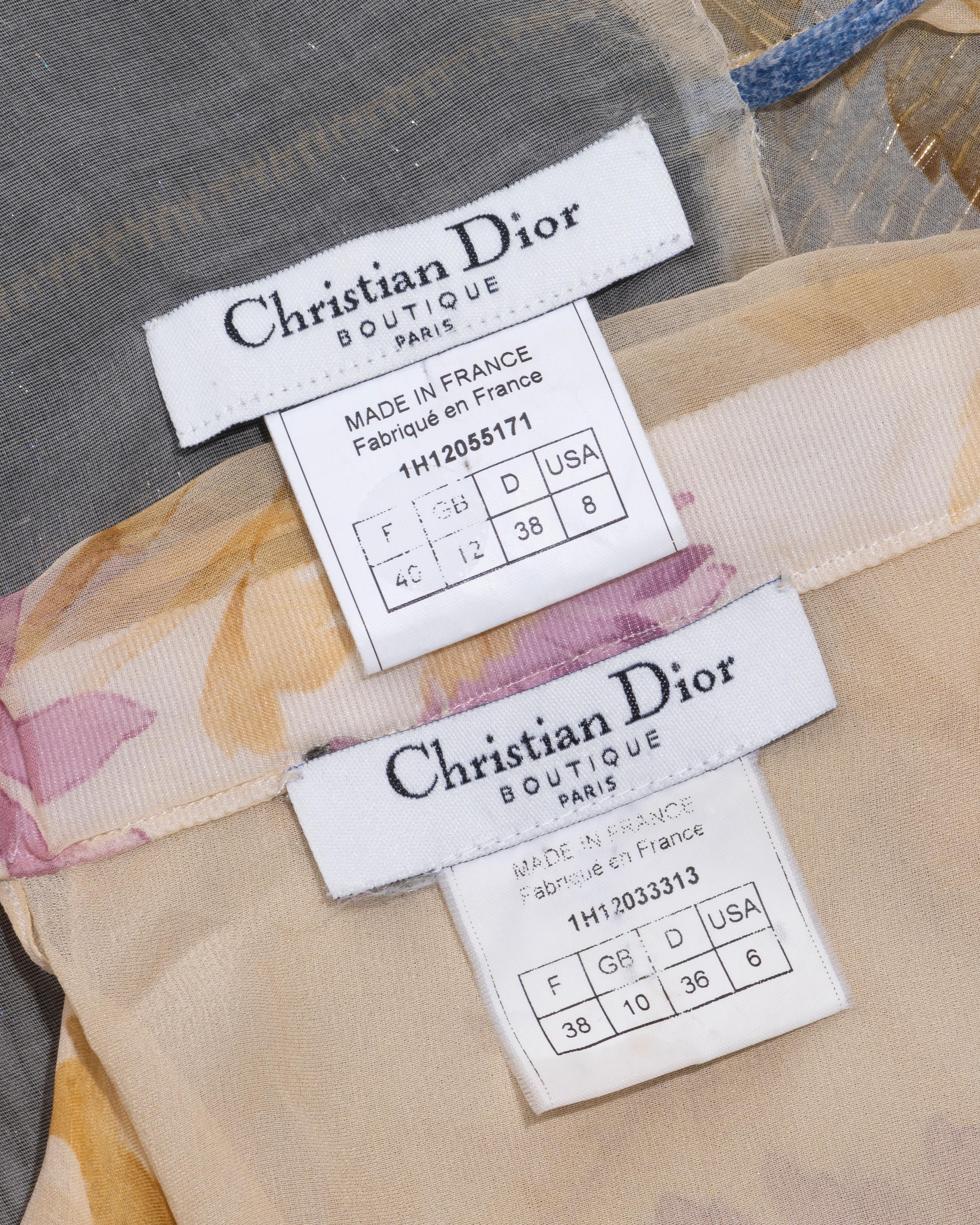 Ensemble haut et jupe en mousseline de soie à fleurs Christian Dior par John Galliano, A/H 2001 en vente 6