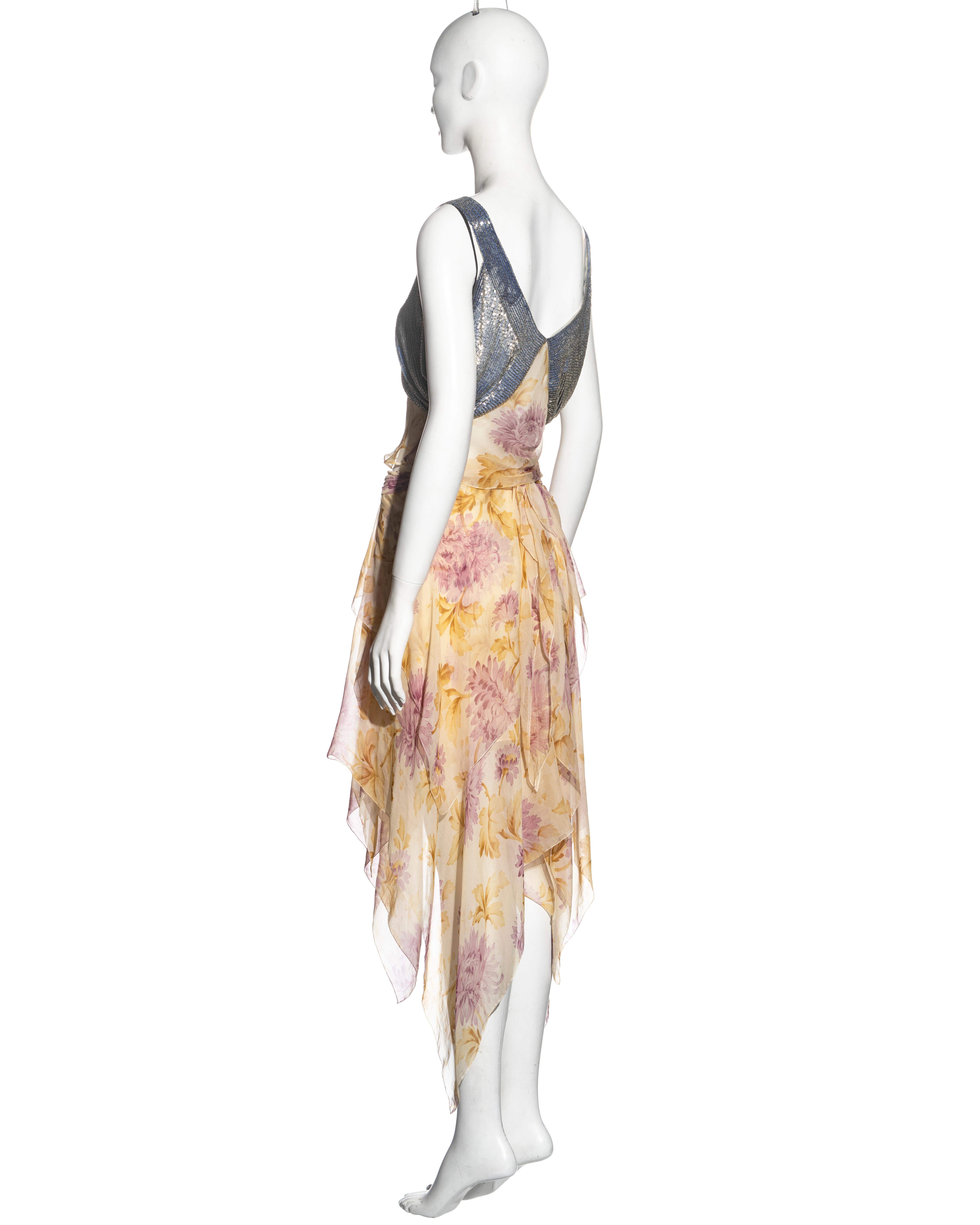 Ensemble haut et jupe en mousseline de soie à fleurs Christian Dior par John Galliano, A/H 2001 en vente 2