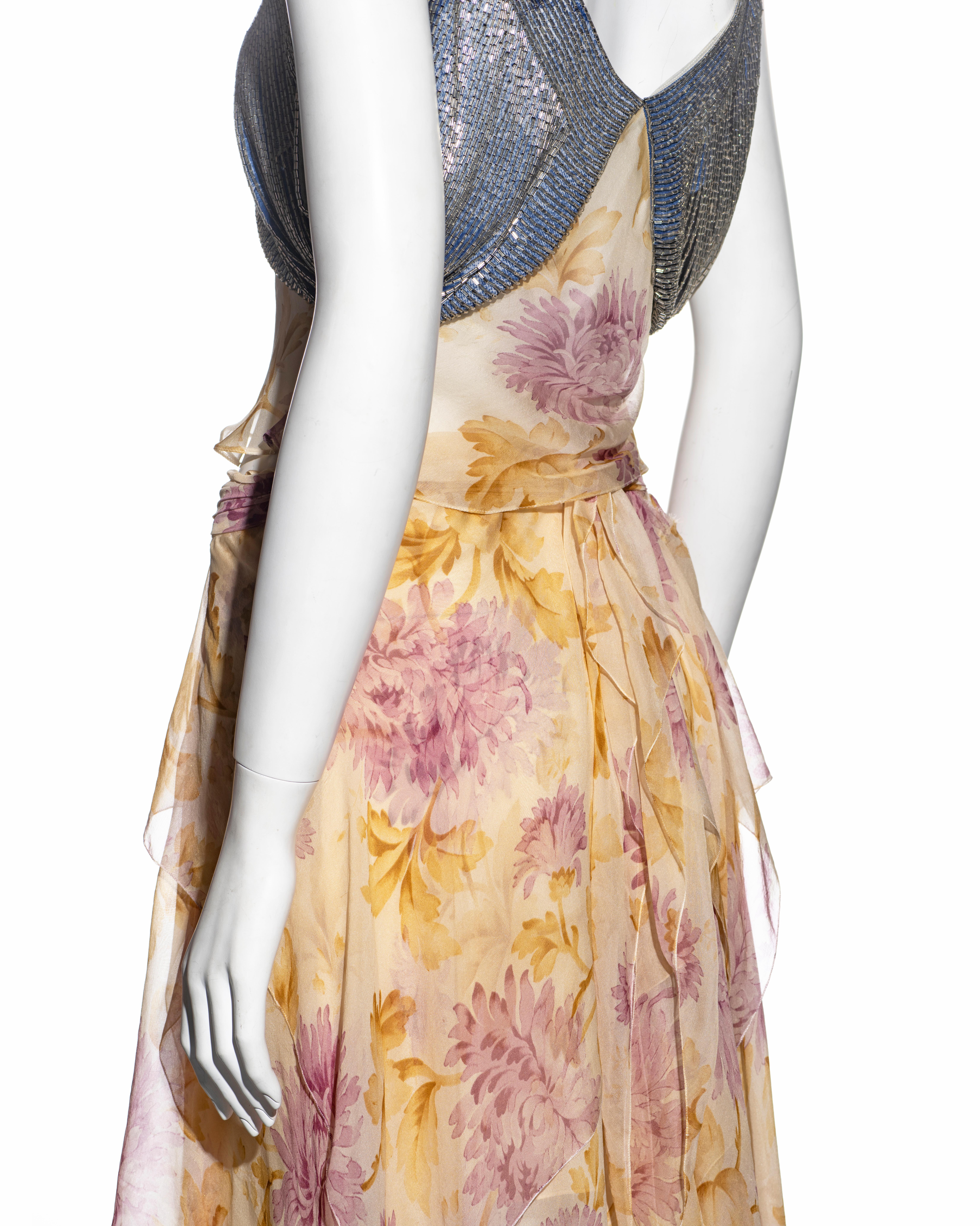 Christian Dior by John Galliano floral silk chiffon top and skirt set, fw 2001 For Sale 2