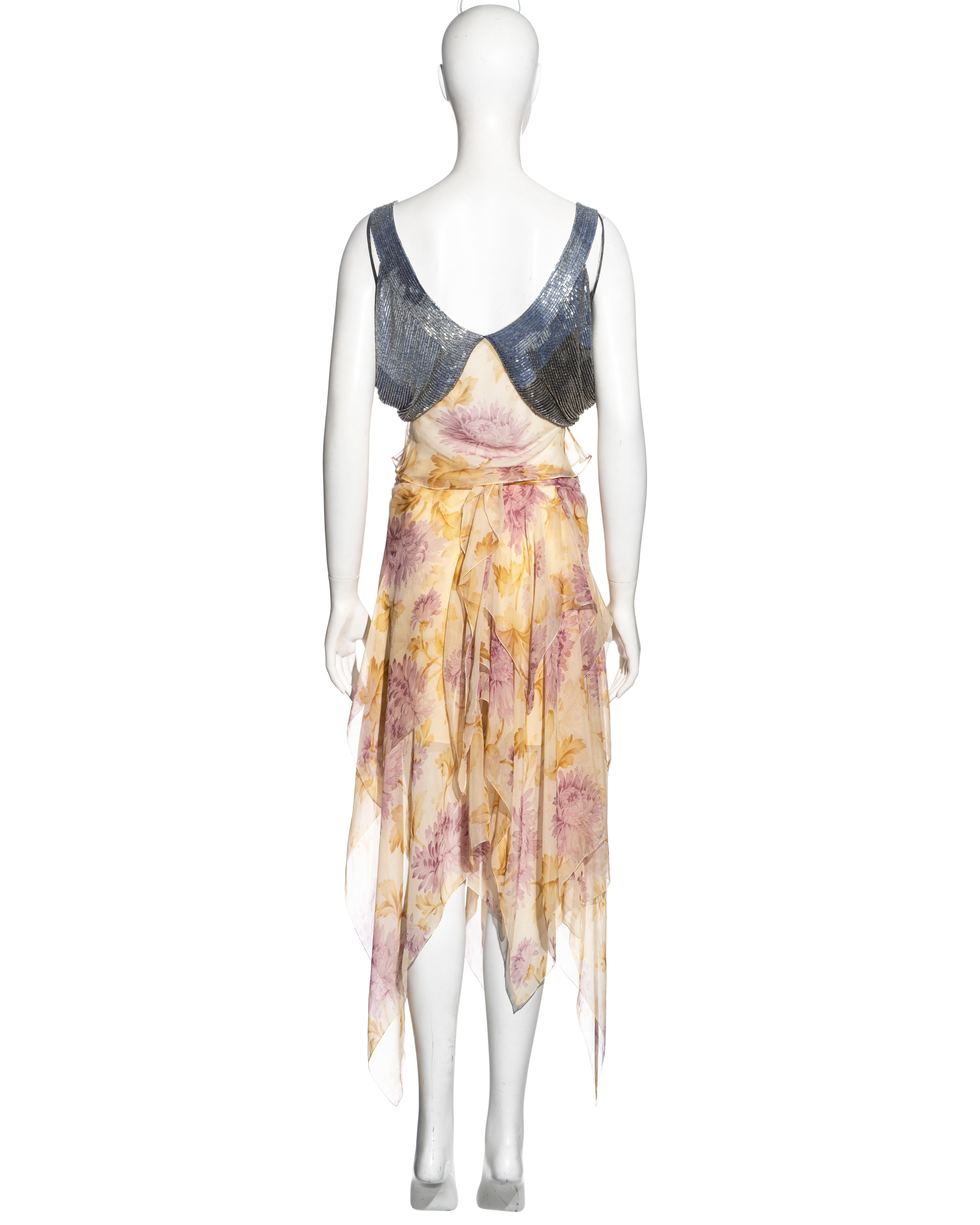 Ensemble haut et jupe en mousseline de soie à fleurs Christian Dior par John Galliano, A/H 2001 en vente 4