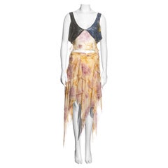 Conjunto de top y falda de gasa de seda floral Christian Dior by John Galliano, fw 2001