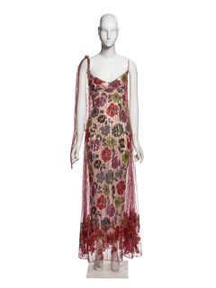 Christian Dior by John Galliano Floral Silk Embellished Evening Dress, FW 2001