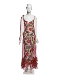 Christian Dior by John Galliano Floral Silk Embellished Evening Dress, FW 2001