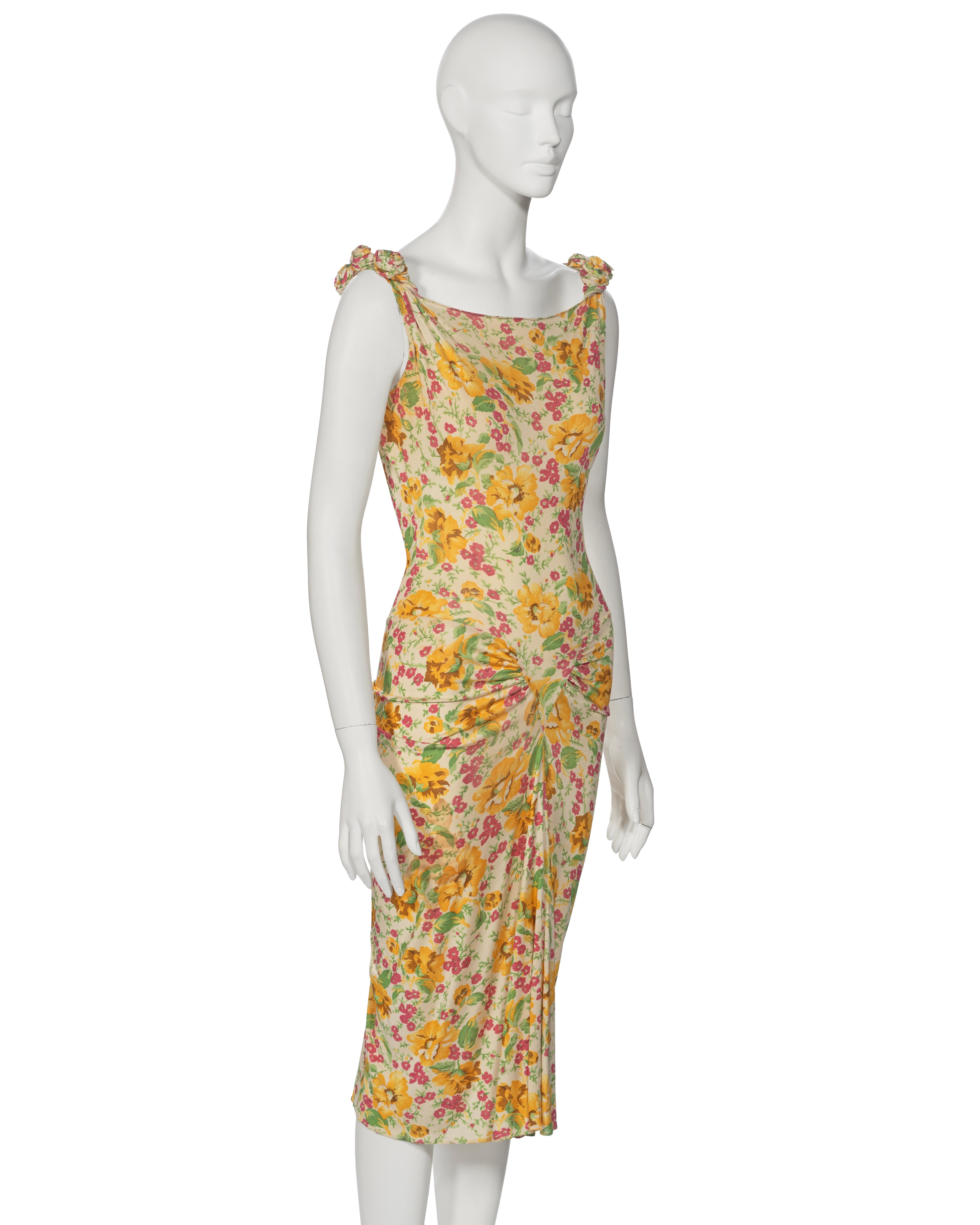 Christian Dior by John Galliano Floral Silk Jersey Cocktail Dress, ss 2000 1
