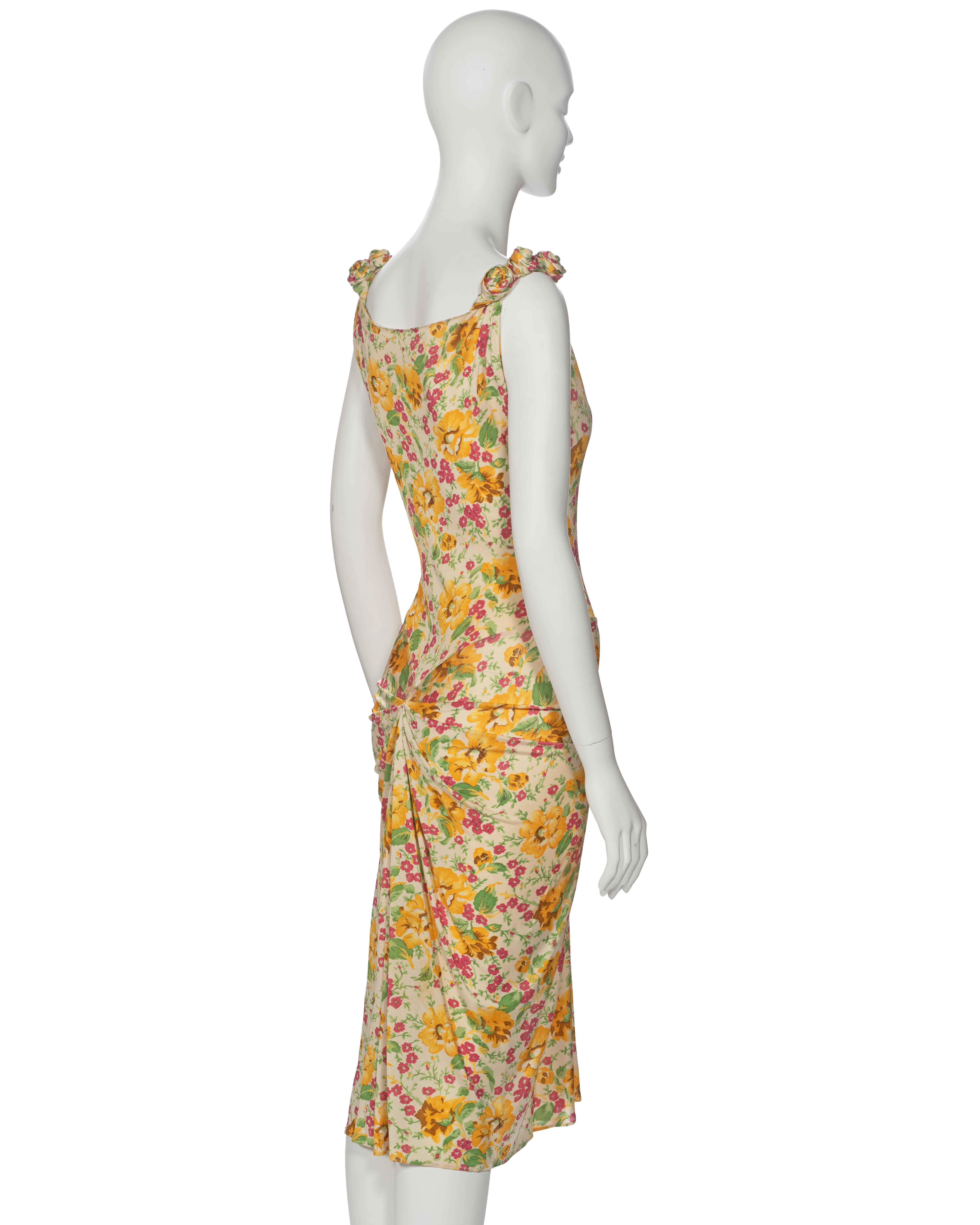 Christian Dior by John Galliano Floral Silk Jersey Cocktail Dress, ss 2000 4