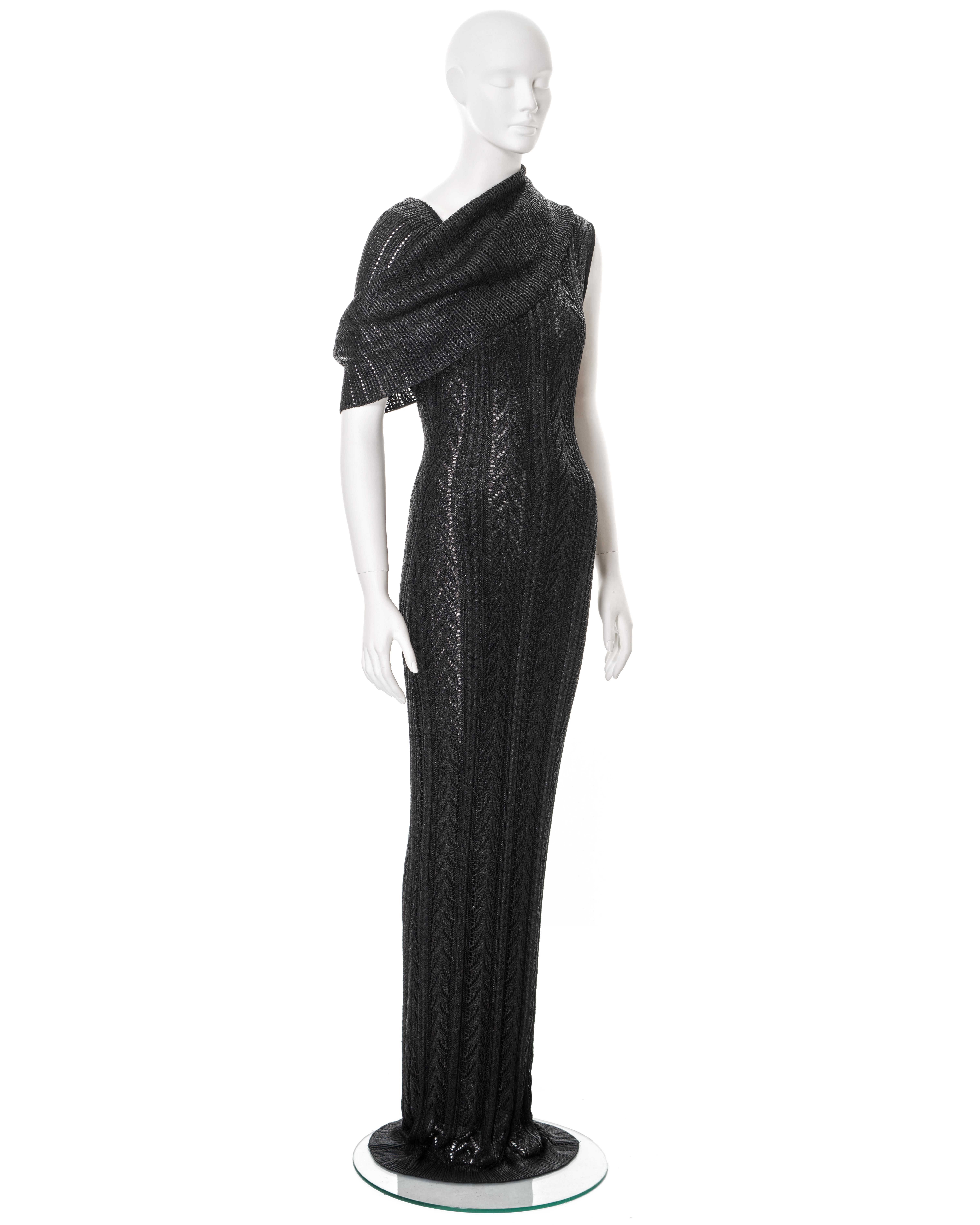 Christian Dior by John Galliano foiled black open-knit evening dress, fw 1999 For Sale 5
