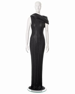 Christian Dior by John Galliano foiled black open-knit evening dress, fw 1999