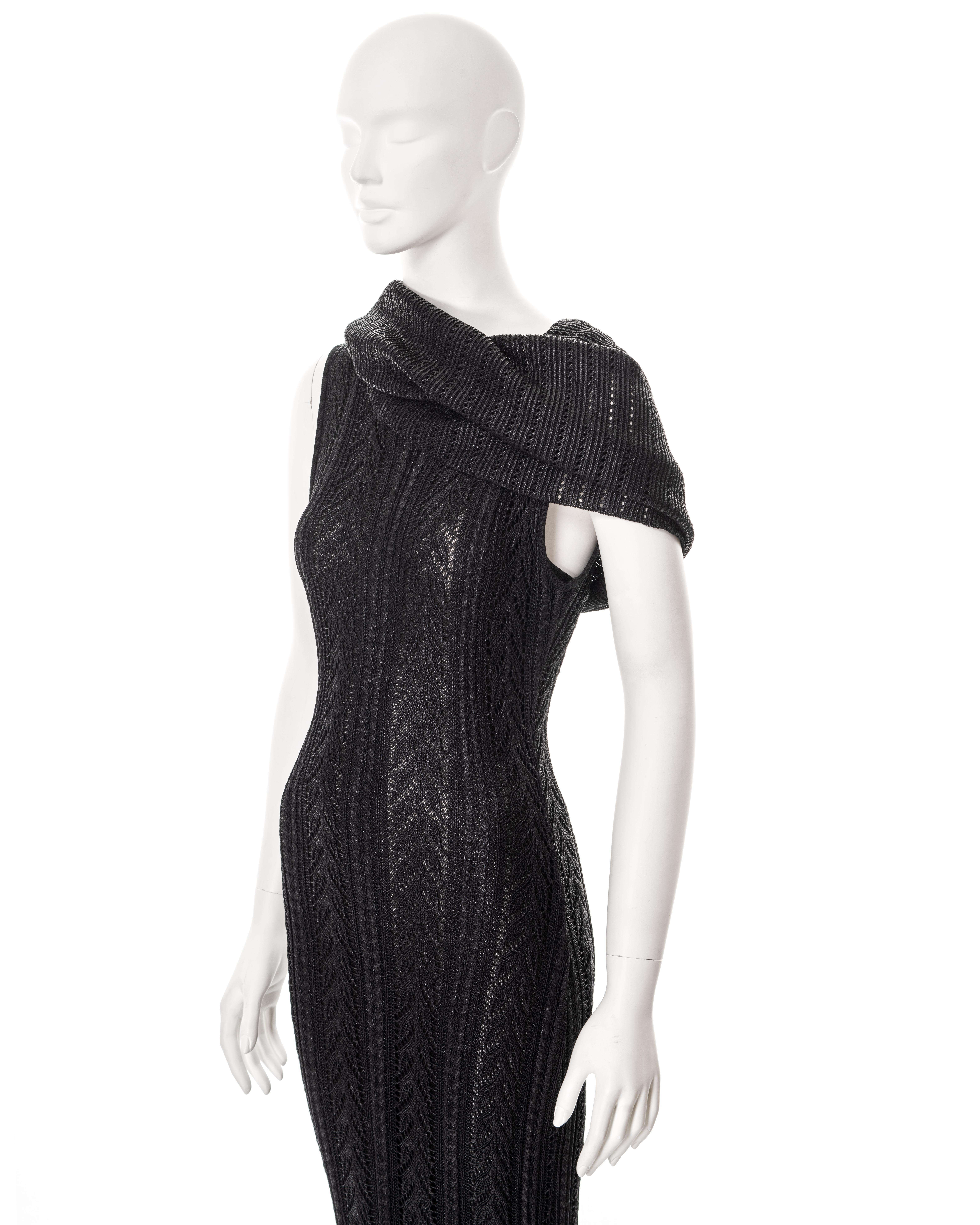 Christian Dior by John Galliano vestido de noche negro de punto abierto, fw 1999 en venta 1