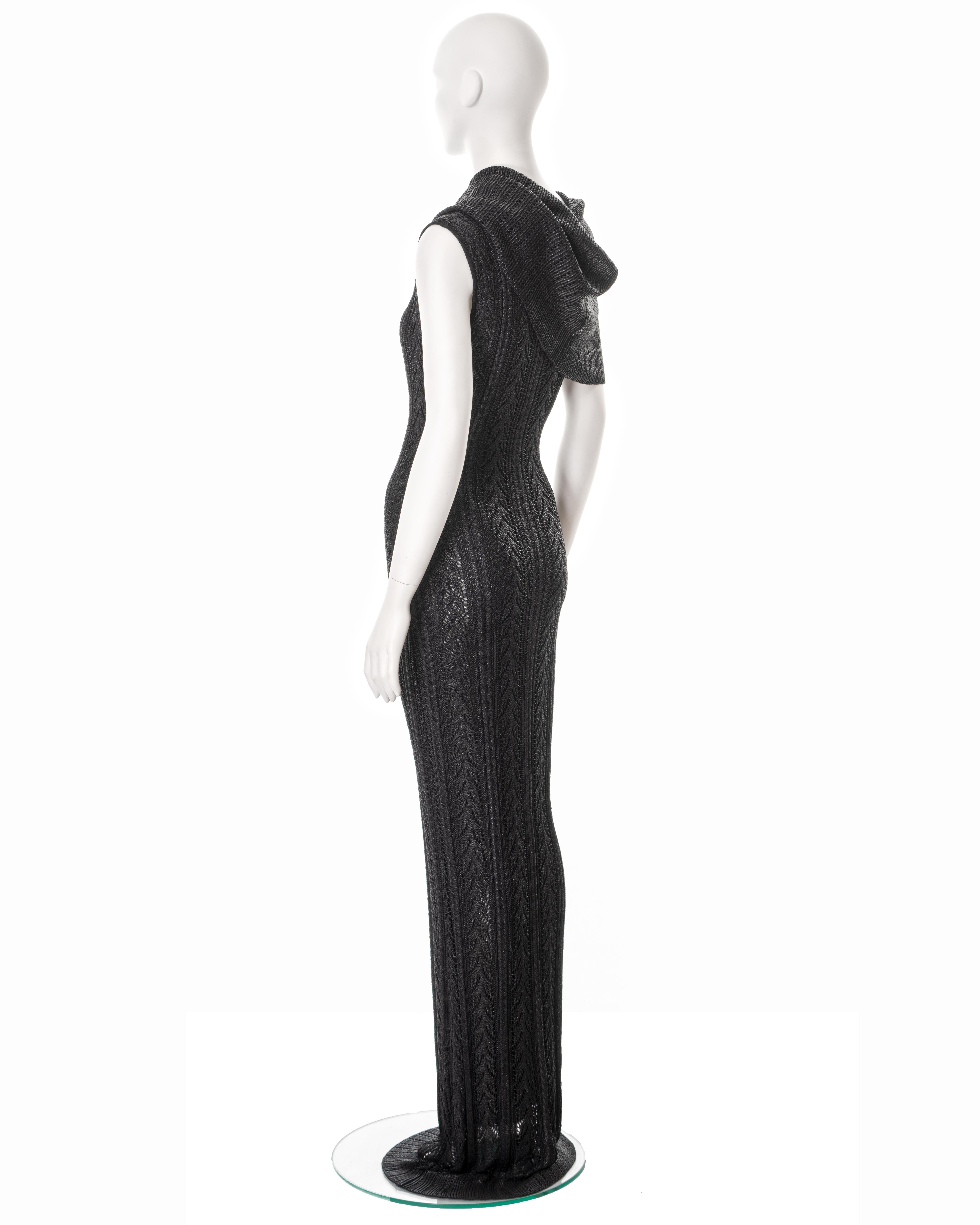 Christian Dior by John Galliano foiled black open-knit evening dress, fw 1999 For Sale 2