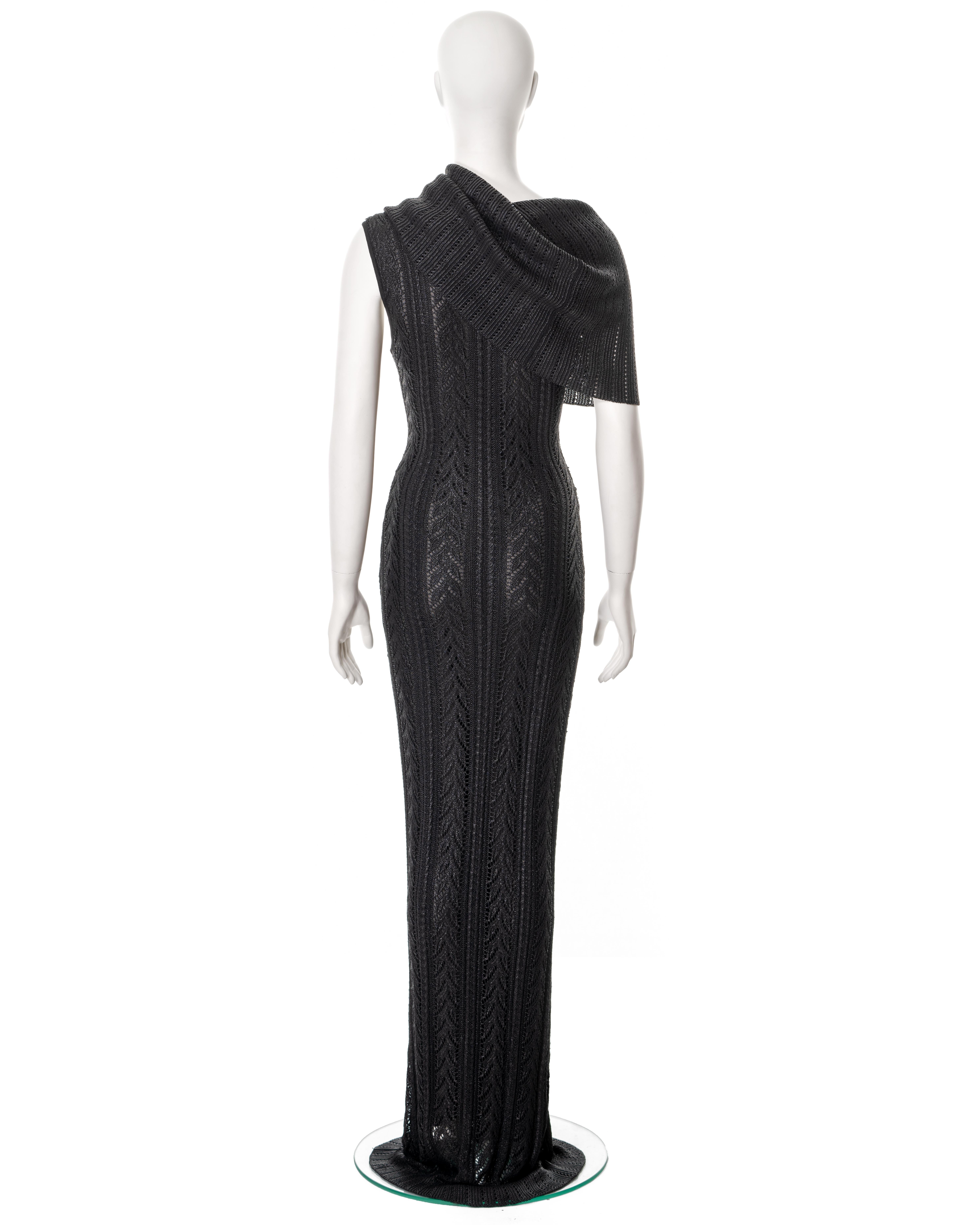 Christian Dior by John Galliano foiled black open-knit evening dress, fw 1999 For Sale 3
