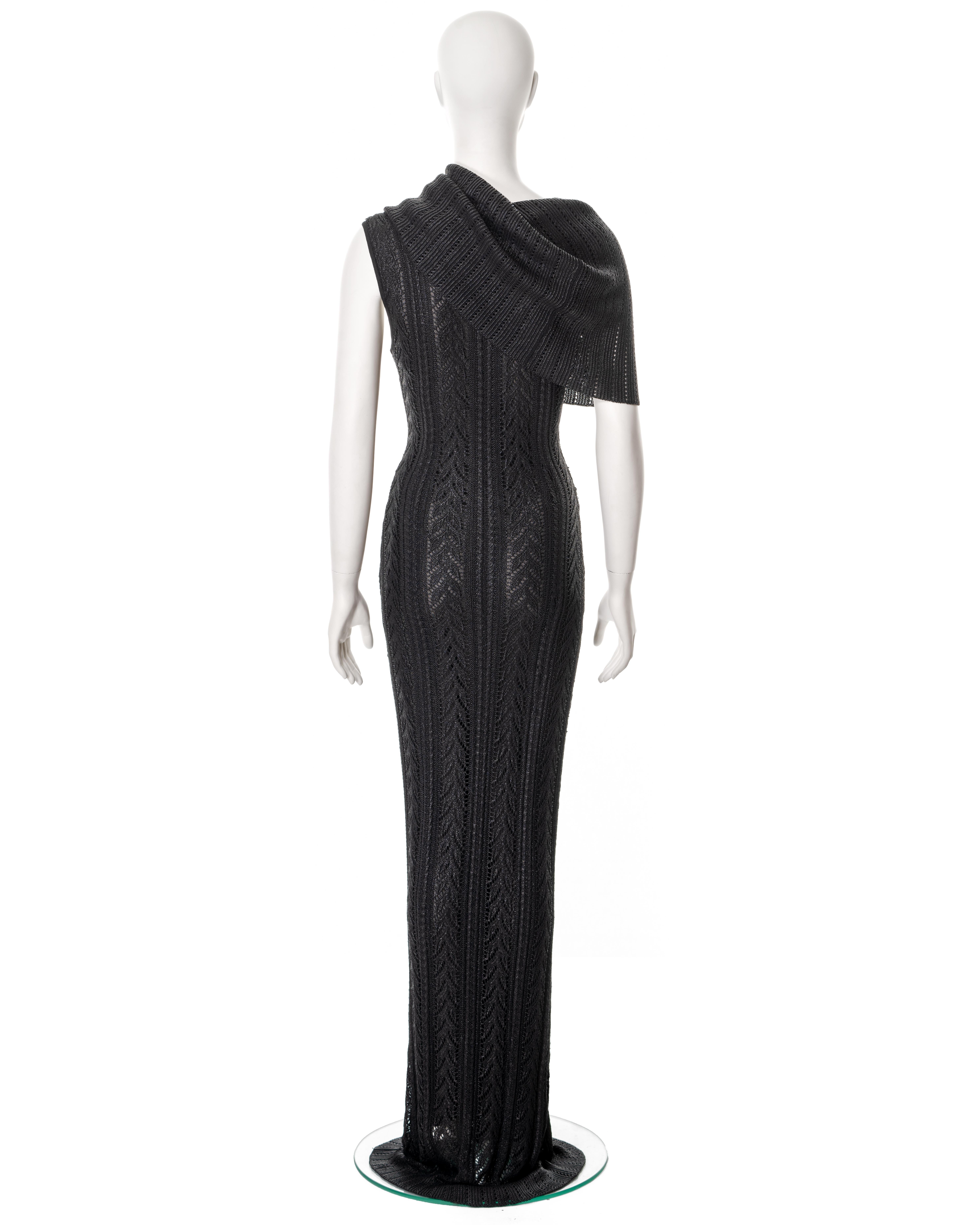 Christian Dior by John Galliano vestido de noche negro de punto abierto, fw 1999 en venta 3