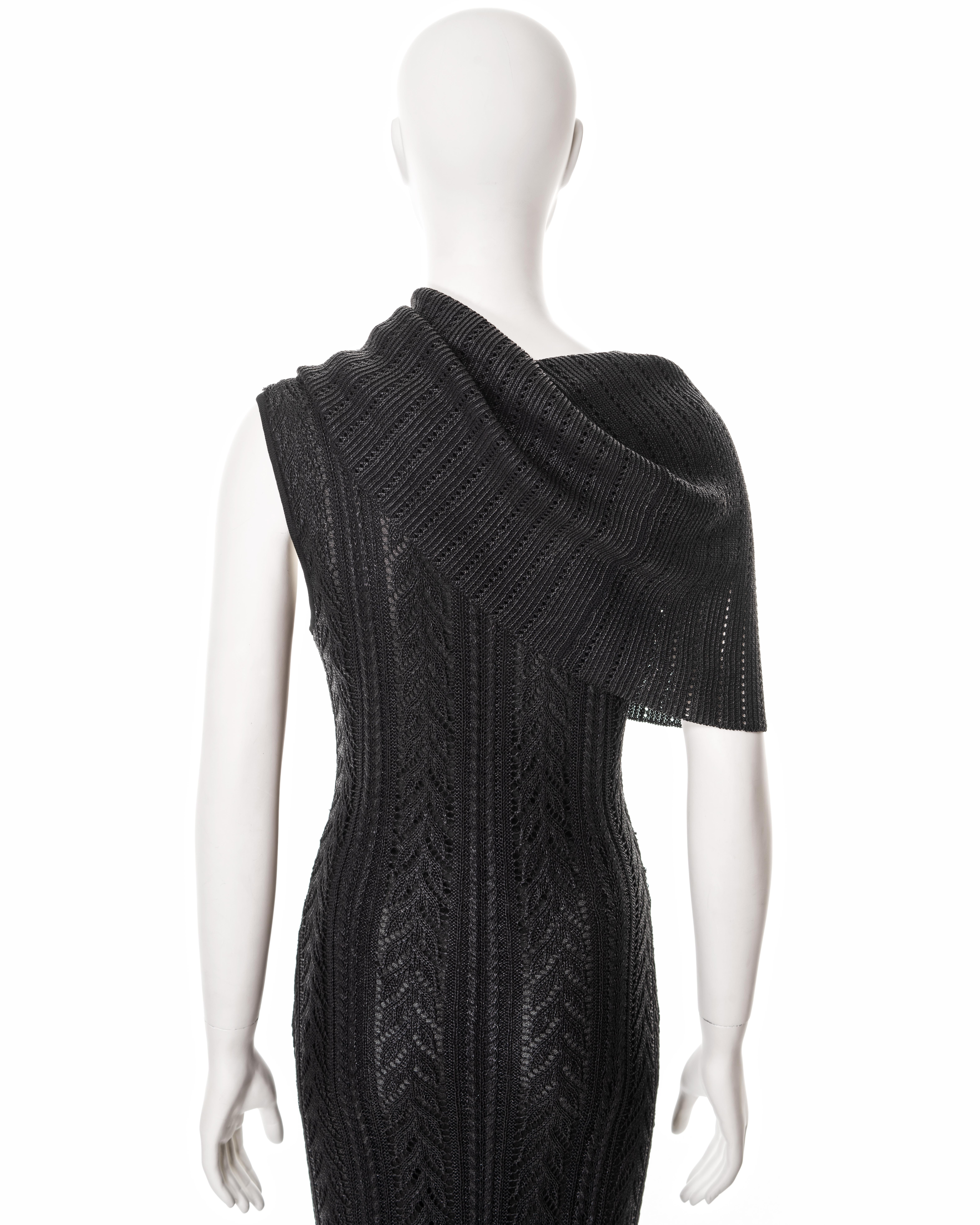 Christian Dior by John Galliano foiled black open-knit evening dress, fw 1999 For Sale 4