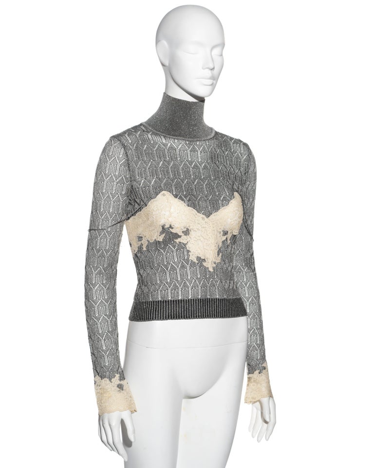 Christian Dior by John Galliano foiled silver knitted sweater, fw 1998 ...