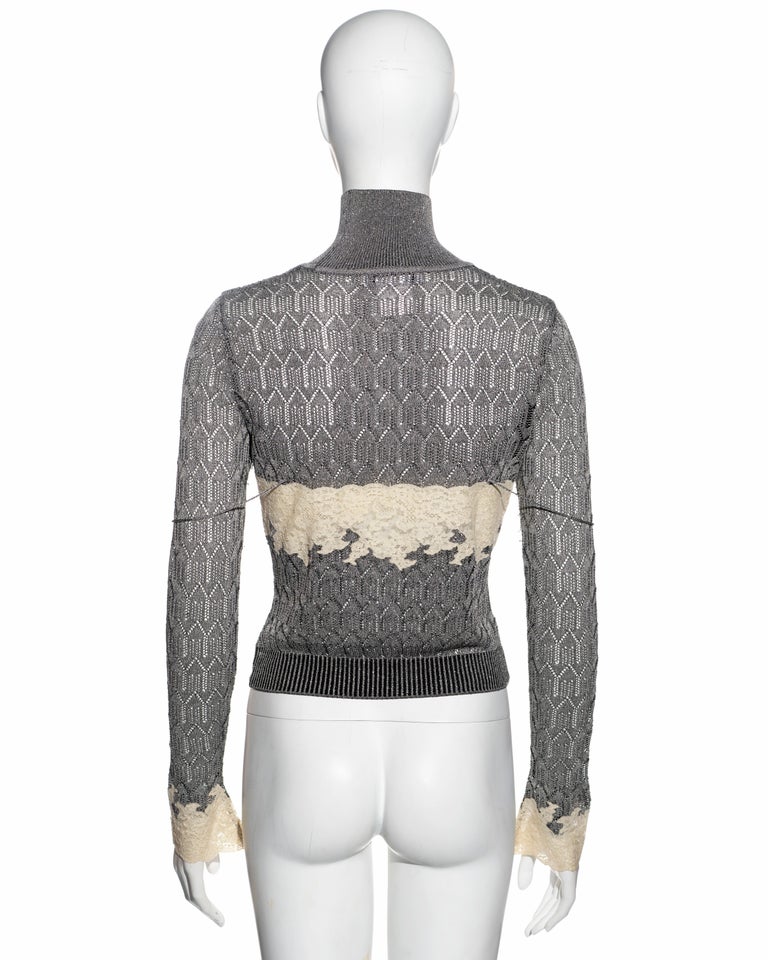Christian Dior by John Galliano foiled silver knitted sweater, fw 1998 ...