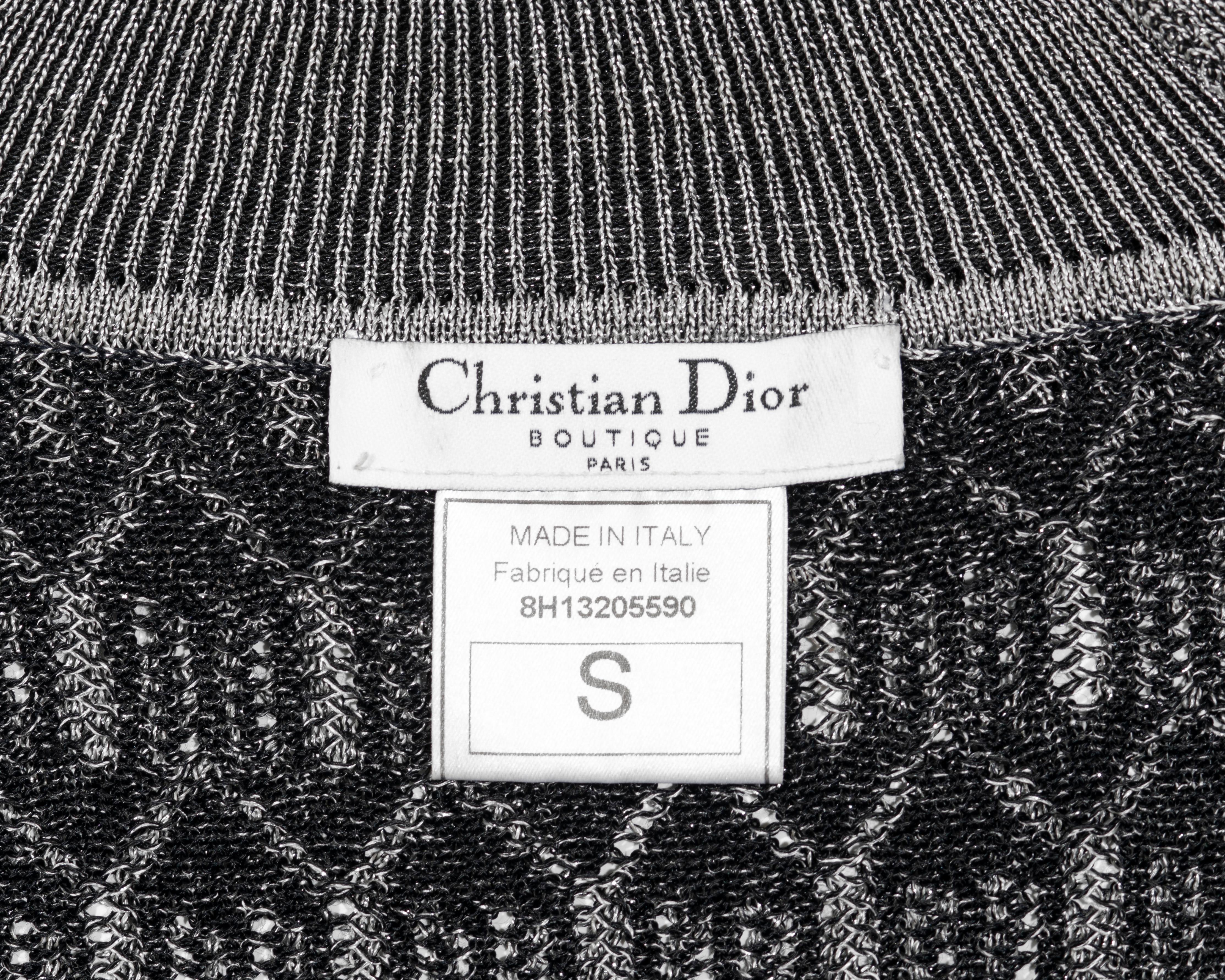 Pull en maille argentée à feuilles Christian Dior par John Galliano, automne-hiver 1998 en vente 3