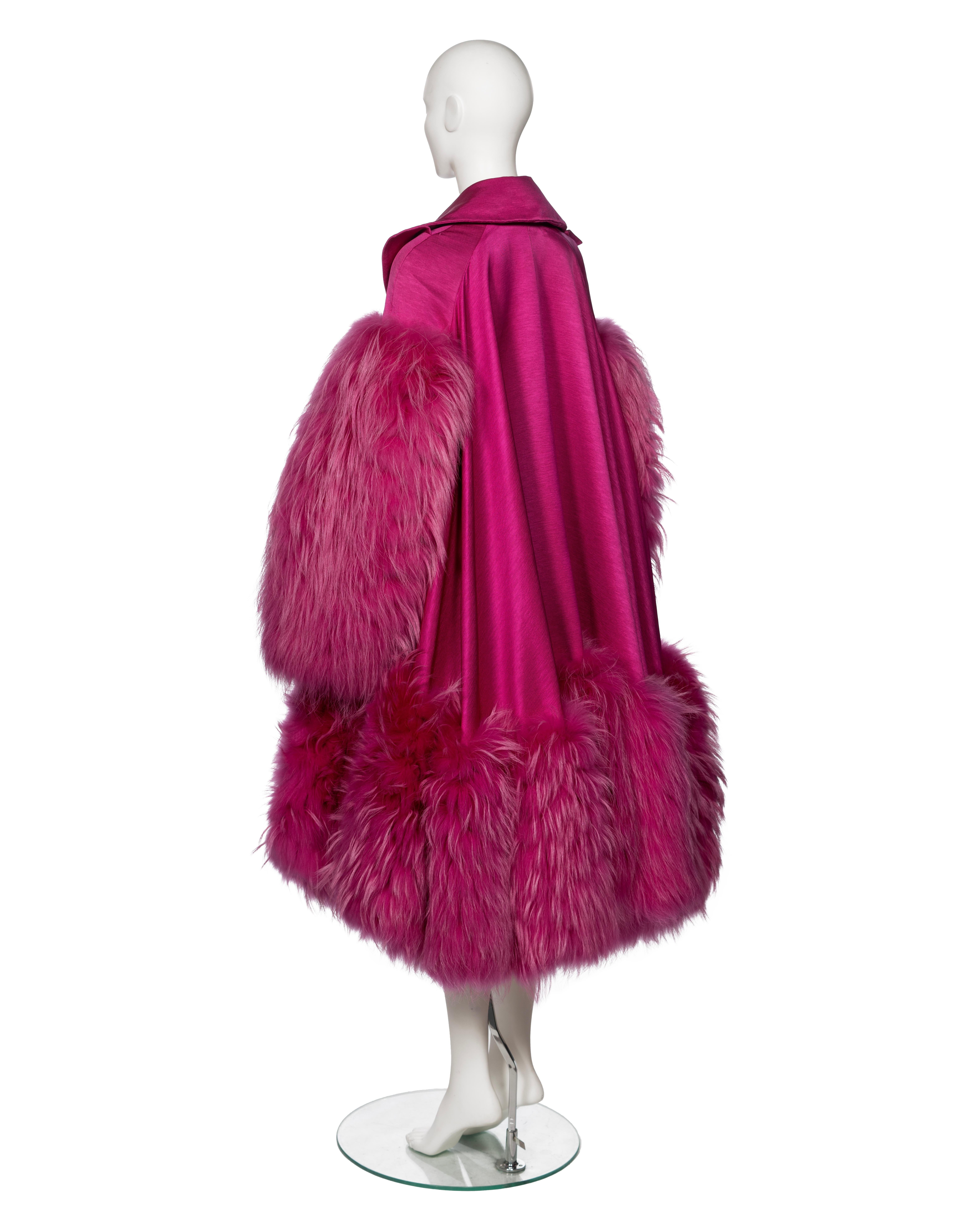 Christian Dior by John Galliano Fuchsia Evening Coat with Fur Trim, FW 2007 For Sale 6