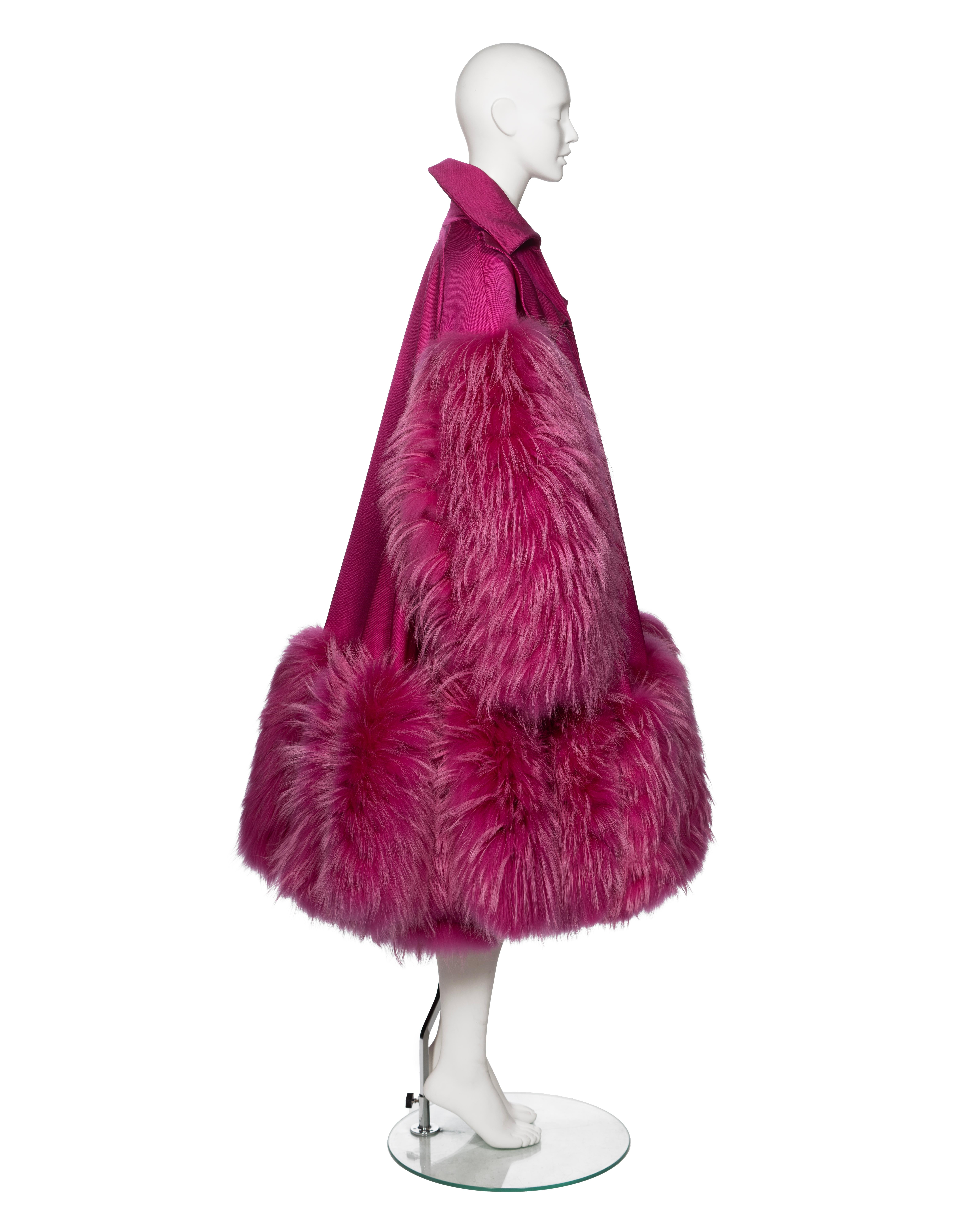 Christian Dior by John Galliano Fuchsia Evening Coat with Fur Trim, FW 2007 For Sale 2