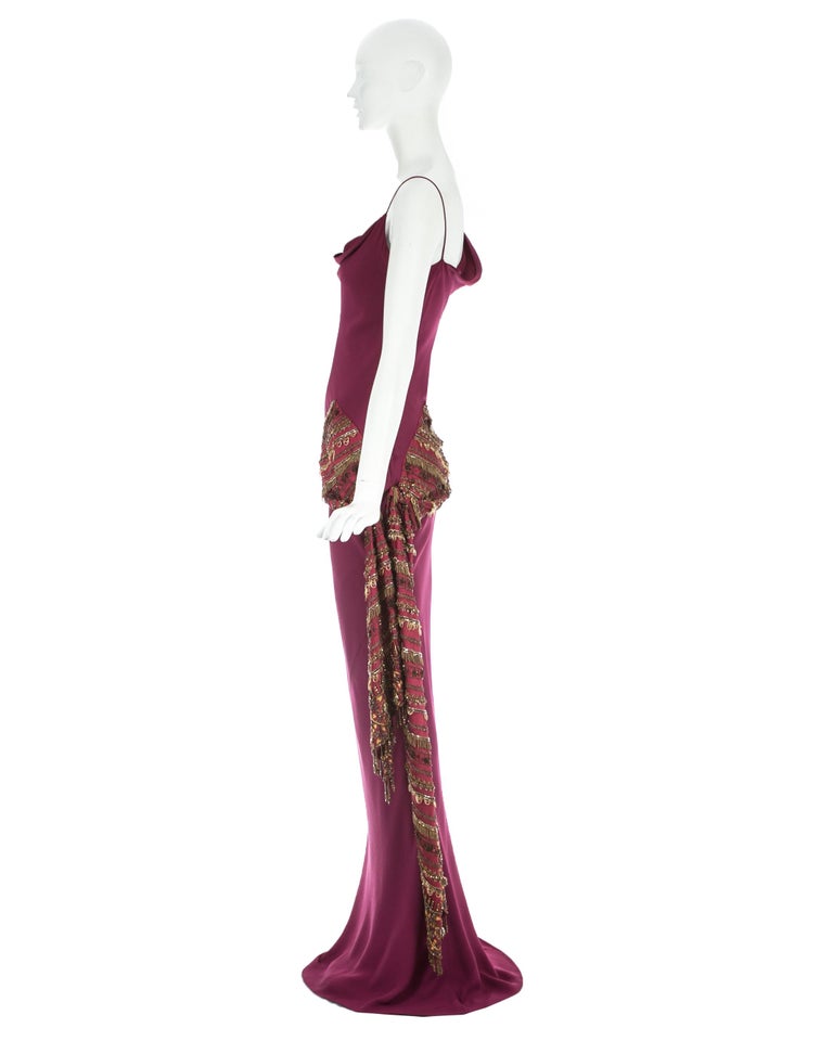 Christian Dior by John Galliano fuchsia silk embroidered evening dress ...