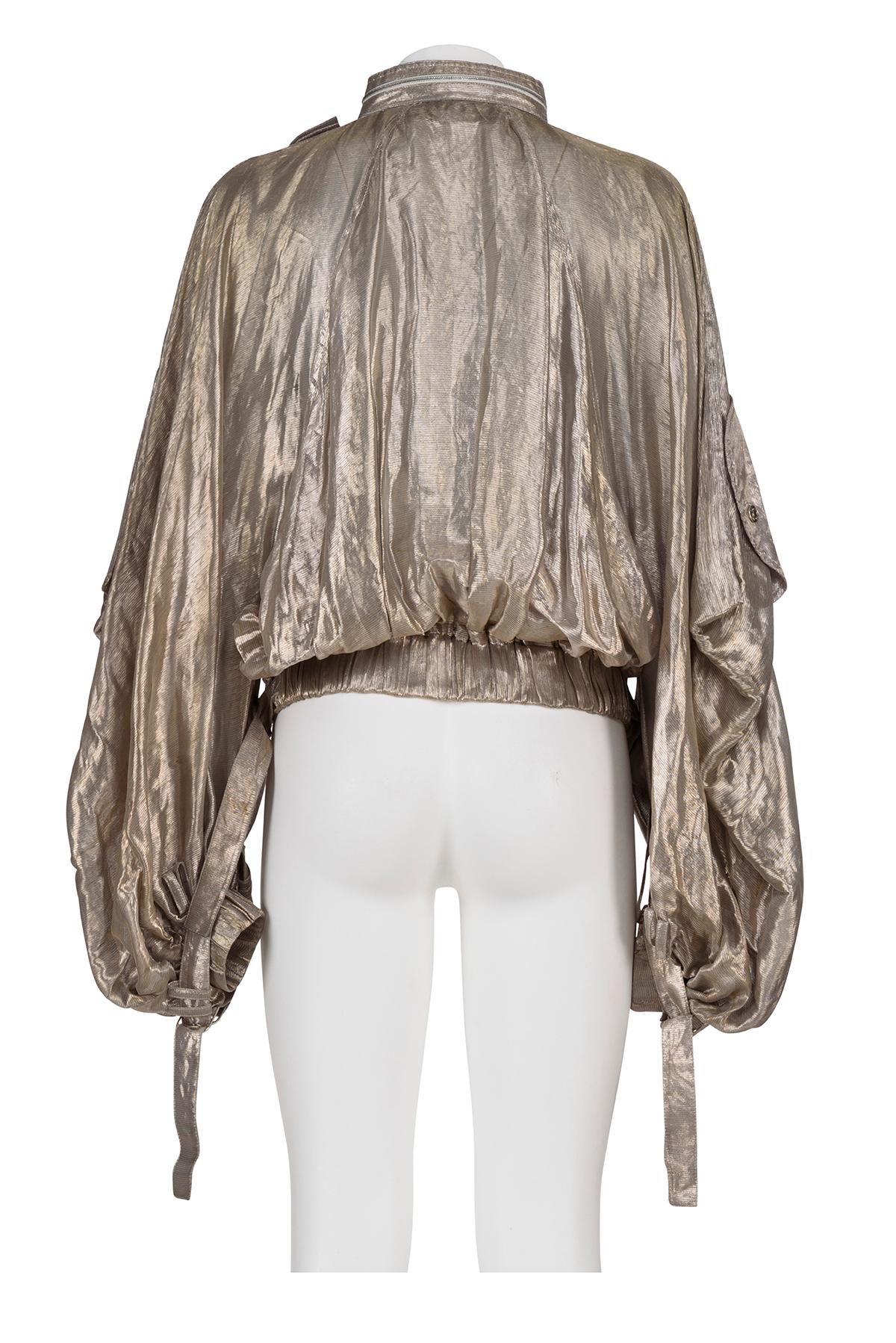 CHRISTIAN DIOR BY JOHN GALLIANO FW 03 Bomber de lúrex drapeada extremadamente rara Gris en venta