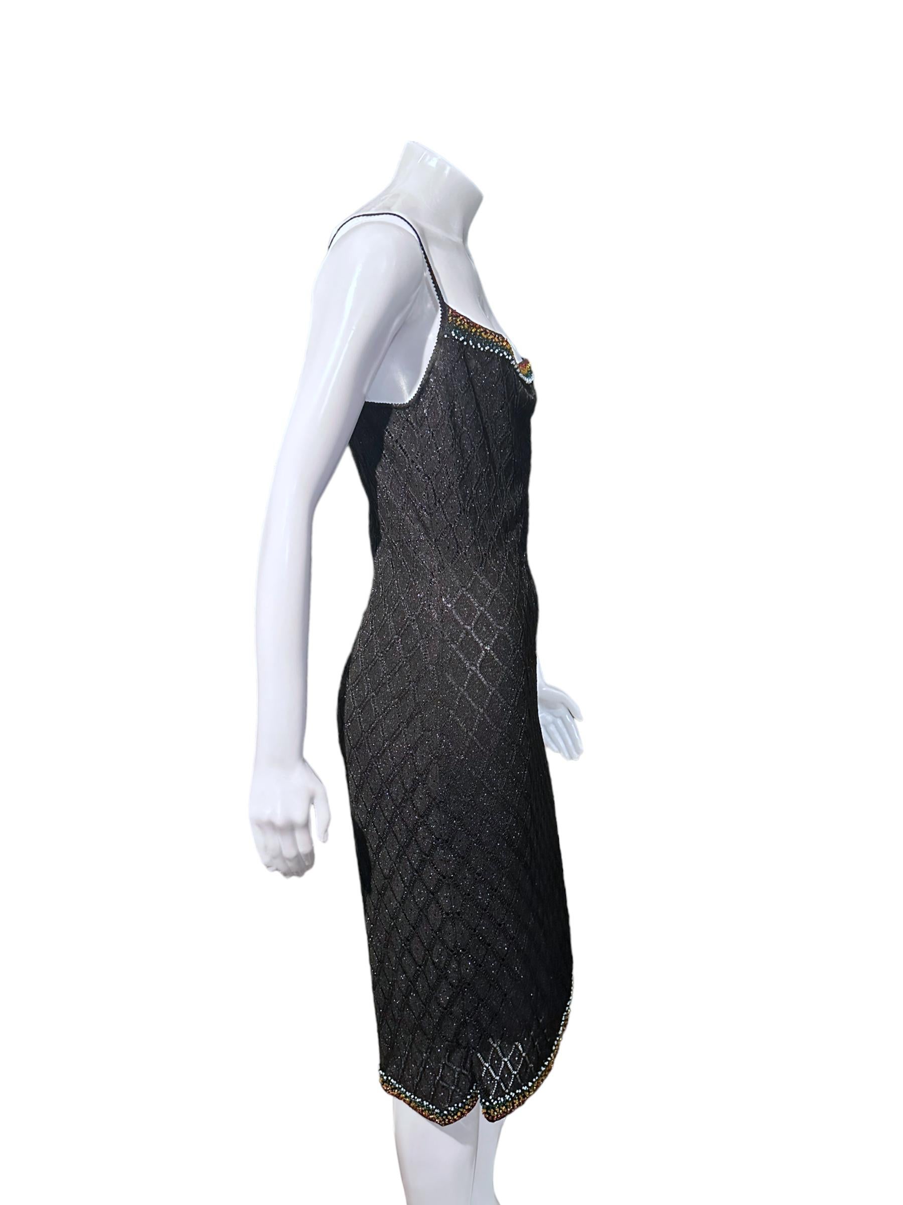 Christian Dior By John Galliano Fw 2001 Beaded Neckline Knitted Short Slip Dress For Sale 1