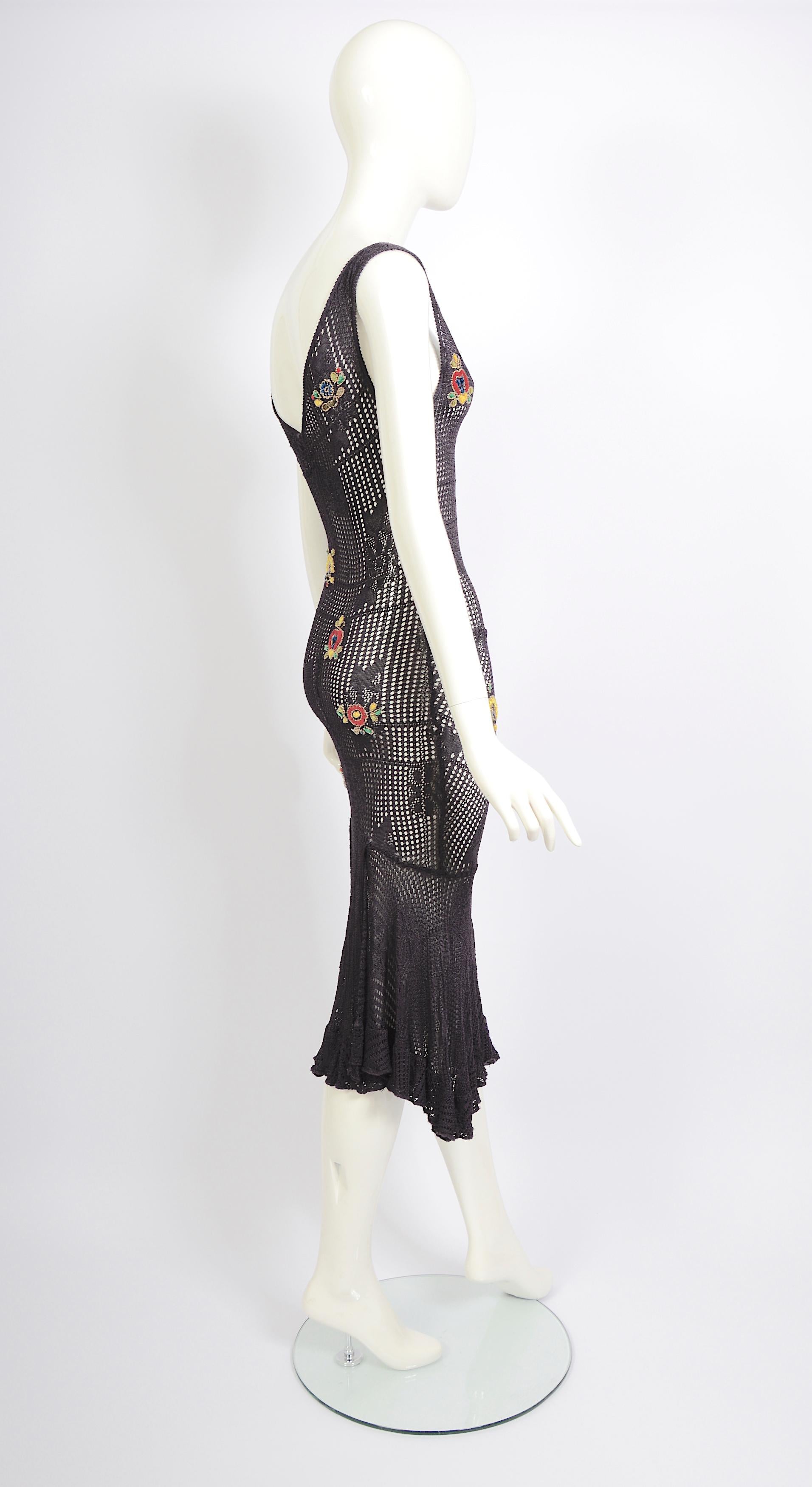 Christian Dior by John Galliano FW 2001 dark purple crochet embroidered dress 5