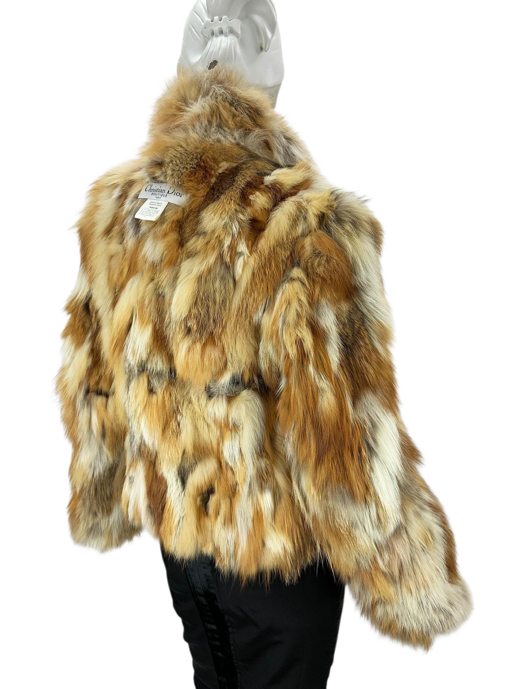 Christian Dior by John Galliano FW 2001 Chaqueta de algodón de zorro reversible US 6 en venta 5