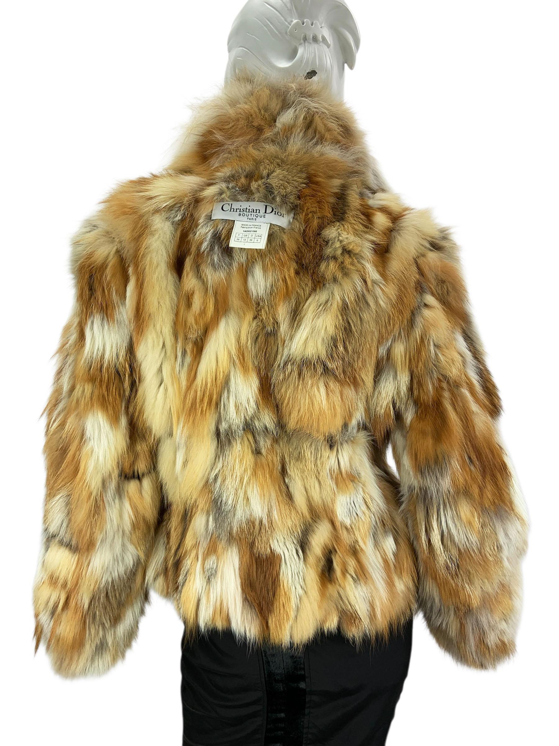 Christian Dior by John Galliano FW 2001 Chaqueta de algodón de zorro reversible US 6 en venta 6