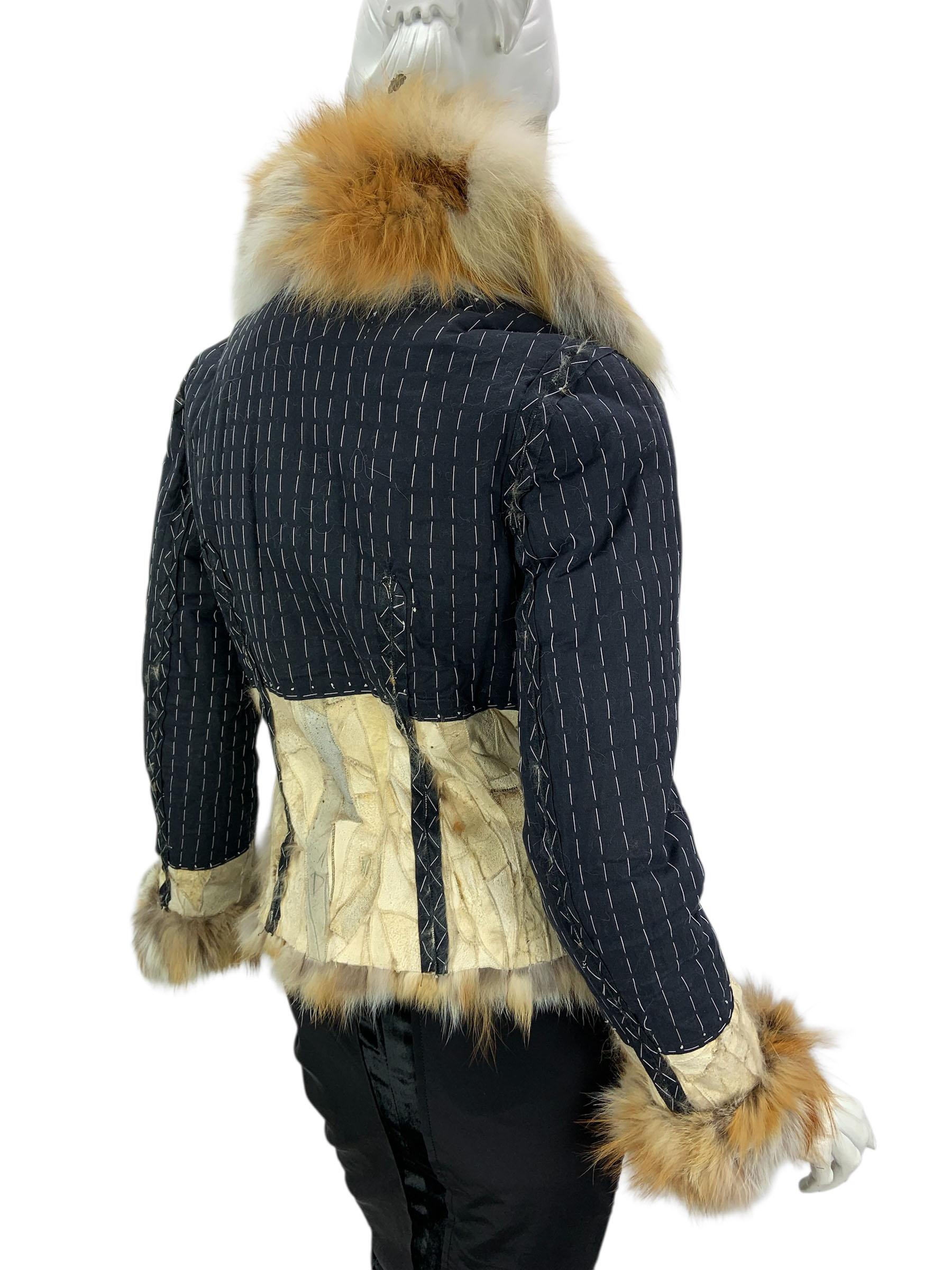 De las mujeres Christian Dior by John Galliano FW 2001 Chaqueta de algodón de zorro reversible US 6 en venta