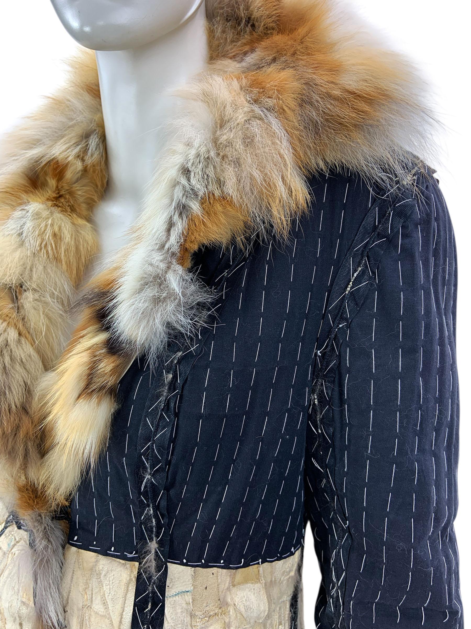 Christian Dior by John Galliano FW 2001 Chaqueta de algodón de zorro reversible US 6 en venta 2