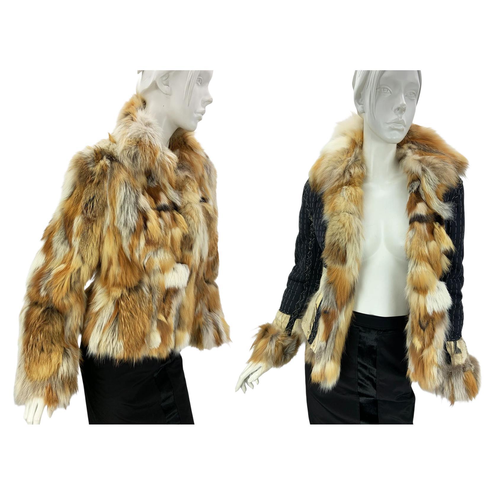 Christian Dior by John Galliano FW 2001 Reversible Fox Cotton Runway Jacket US 6