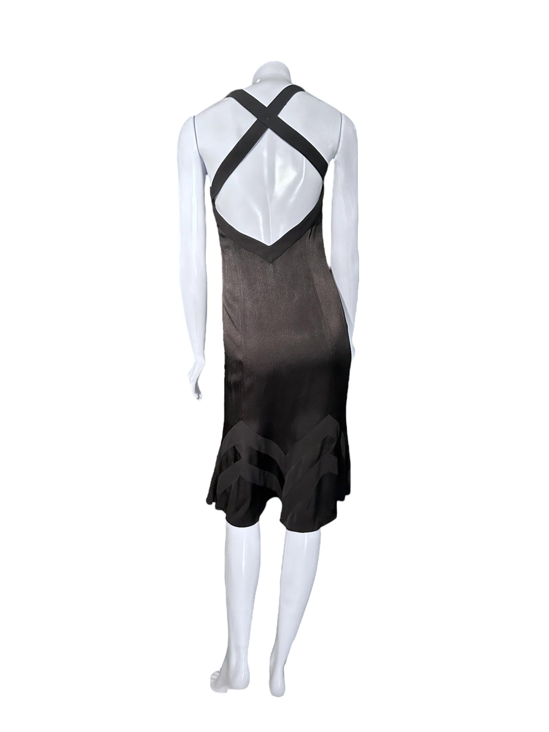 Christian Dior By John Galliano Fw 2004 Black Bias Cut Silk Slip Dress For Sale 2